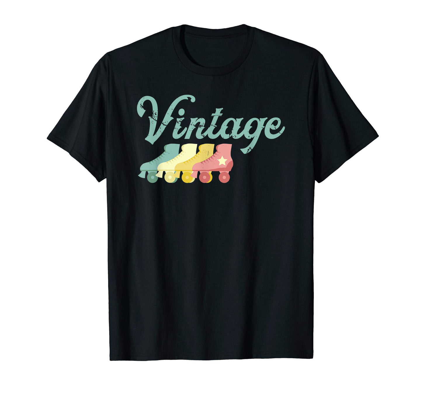 Roller Skates Grunge Distressed T-Shirt - Custom Art Print Men Women - T-Shirt, Sweatshirt, Hoodie