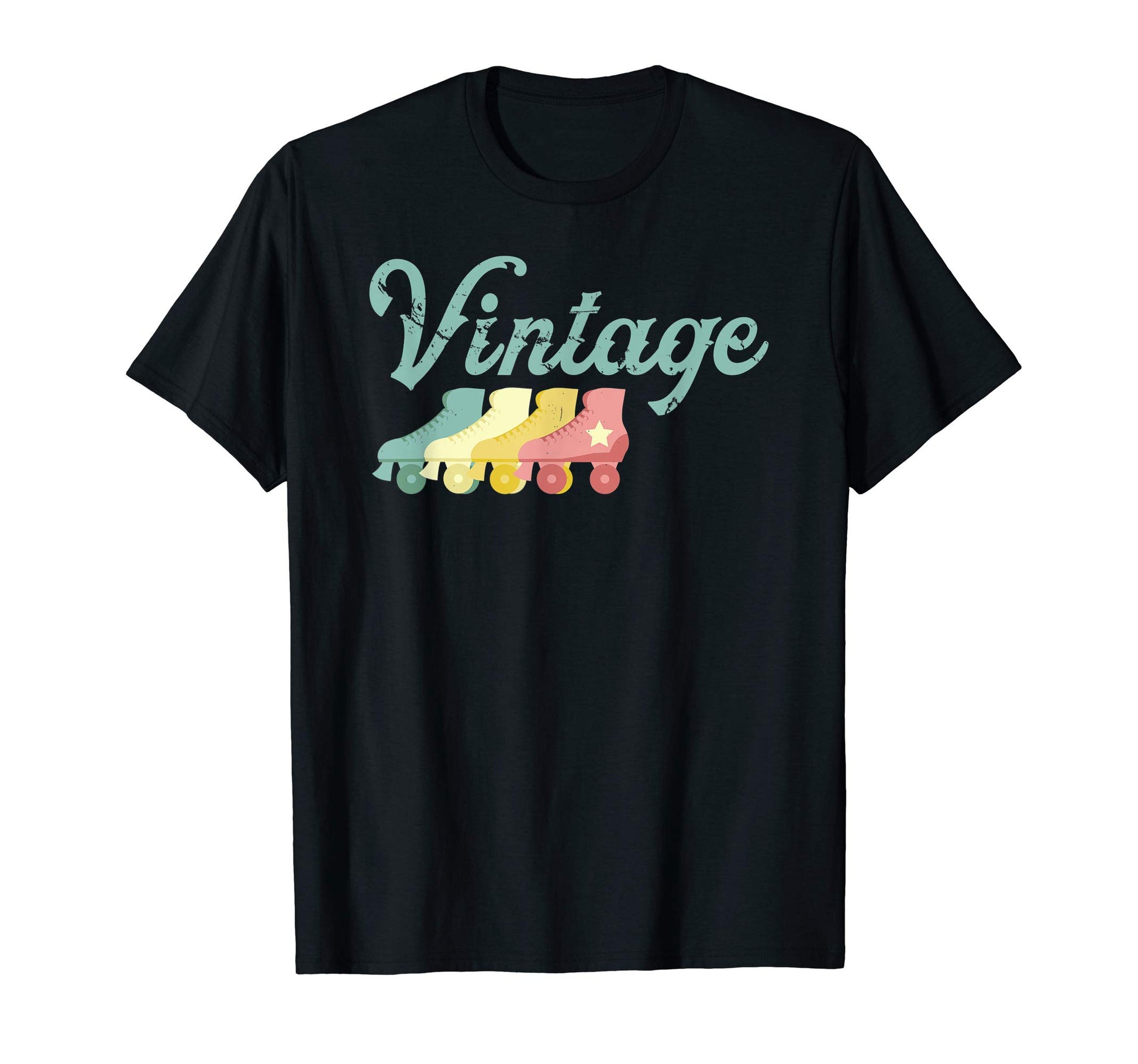 Roller Skates Grunge Distressed T-Shirt - Custom Art Print Men Women - T-Shirt, Sweatshirt, Hoodie