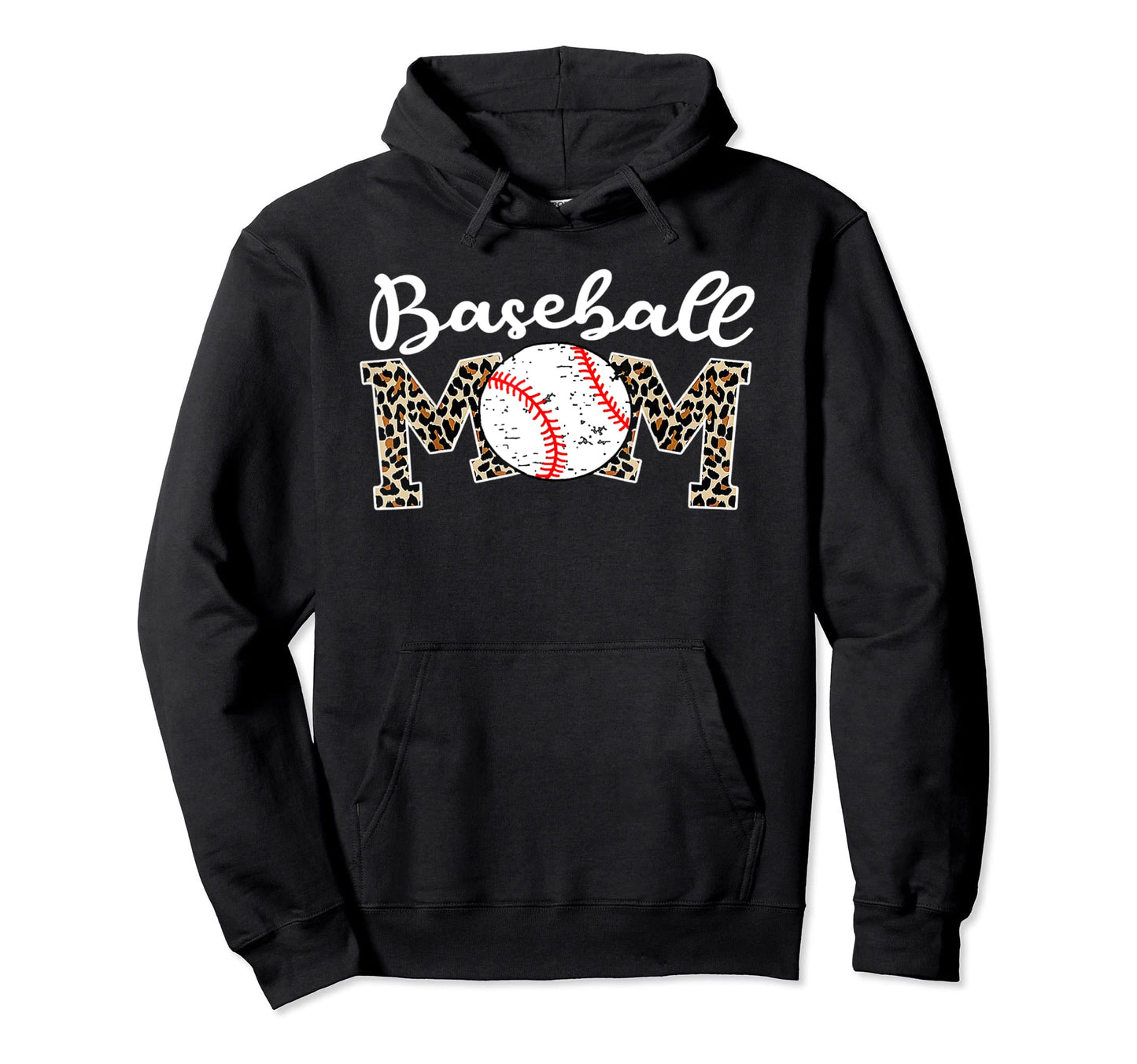 Softball Baseball Mom Leopard Hoodie - Fun Novelty Design Men Women - T-Shirt, Sweatshirt, Hoodie