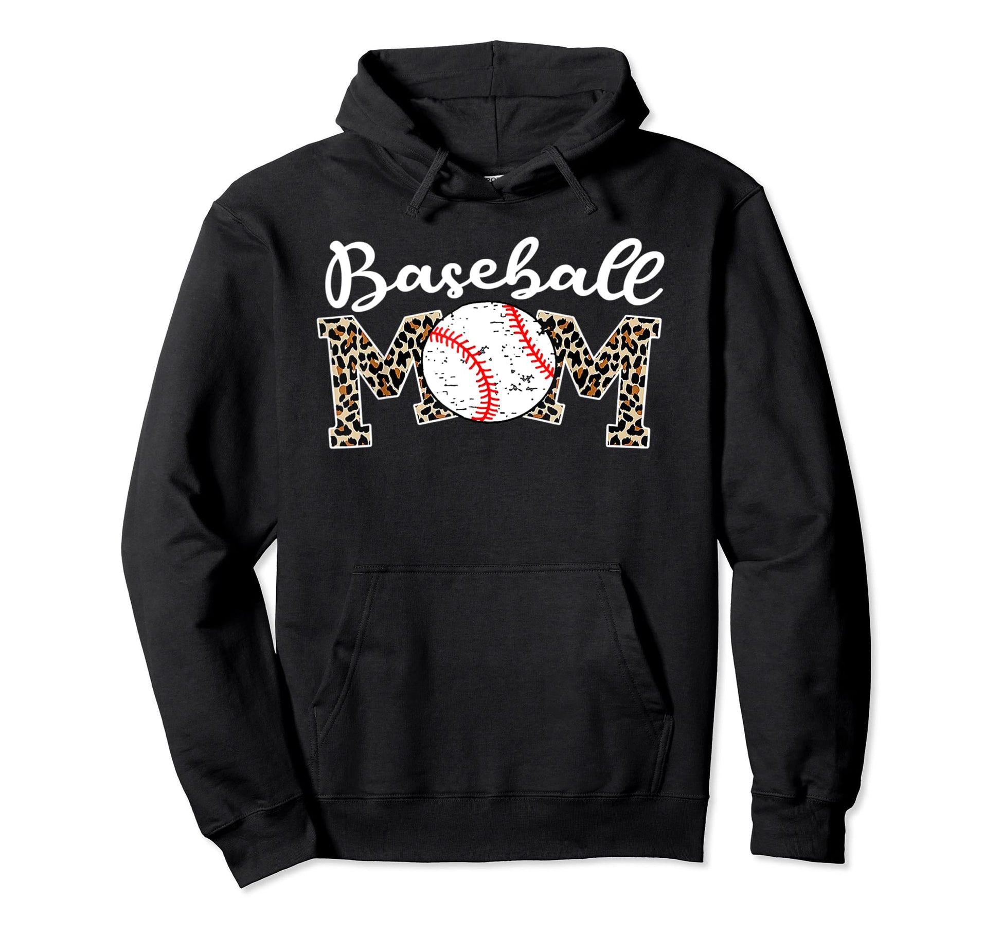 Softball Baseball Mom Leopard Hoodie - Fun Novelty Design Men Women - T-Shirt, Sweatshirt, Hoodie