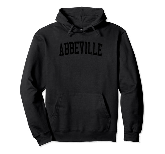 Abbeville La Distressed Black Varsity Hoodie - Aesthetic Graphic Unisex - T-Shirt, Sweatshirt, Hoodie