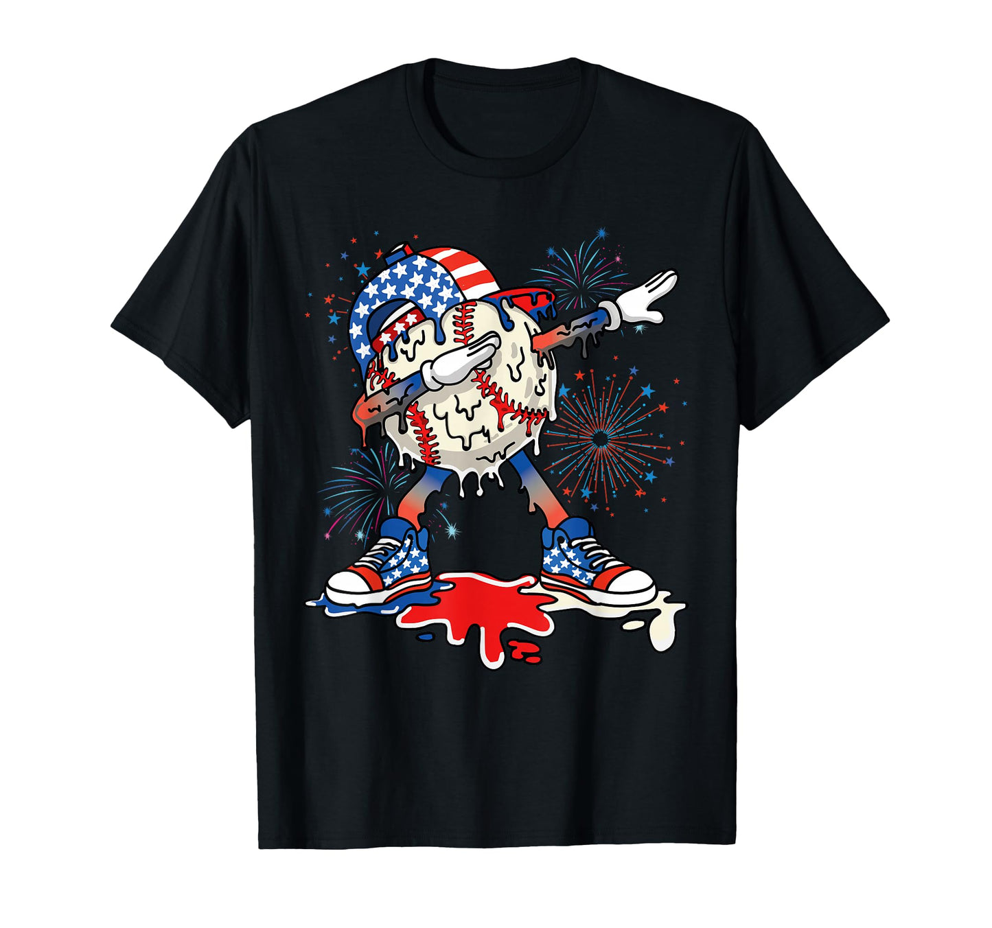 Baseball Drip Dabbing 4Th July T-Shirt - Custom Art Print for Adults - T-Shirt, Sweatshirt, Hoodie