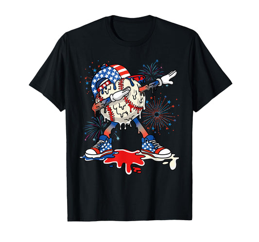 Baseball Drip Dabbing 4Th July T-Shirt - Custom Art Print for Adults - T-Shirt, Sweatshirt, Hoodie