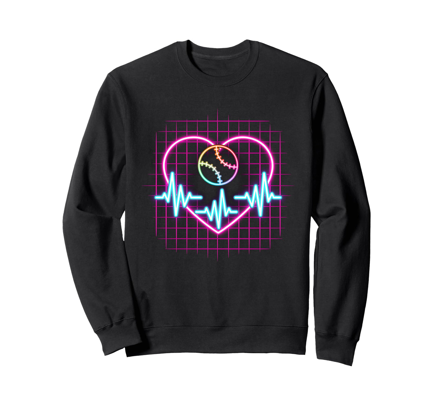 Baseball Heartbeat Sports 90S Sweatshirt - Custom Art Print for Adults - T-Shirt, Sweatshirt, Hoodie