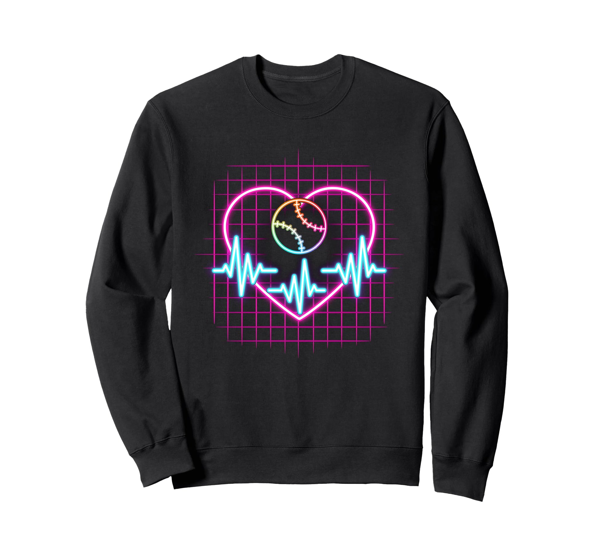 Baseball Heartbeat Sports 90S Sweatshirt - Custom Art Print for Adults - T-Shirt, Sweatshirt, Hoodie