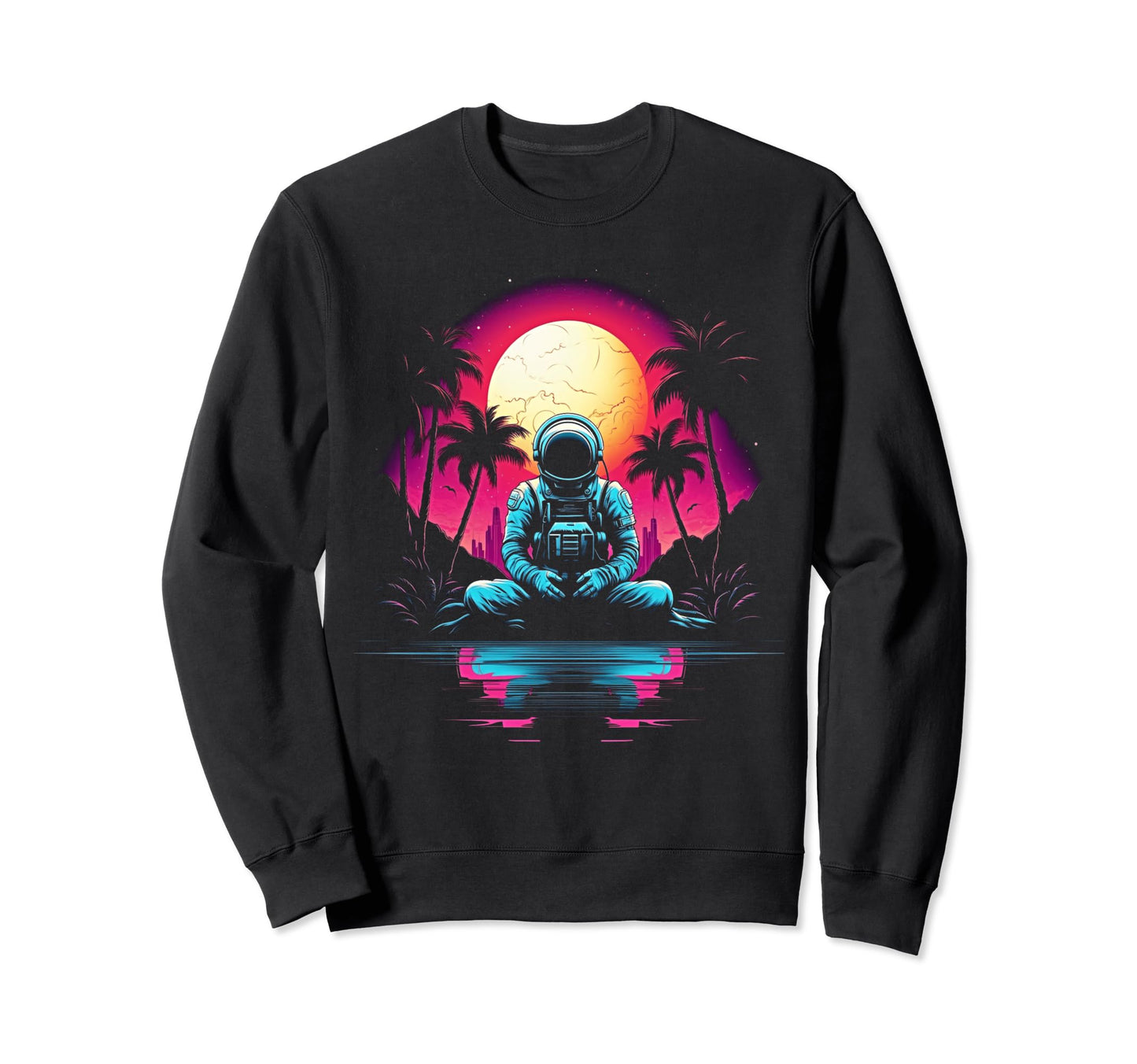 Synthwave Astronaut Cyberpunk 80S Sweatshirt - Custom Art Print for Adults - T-Shirt, Sweatshirt, Hoodie