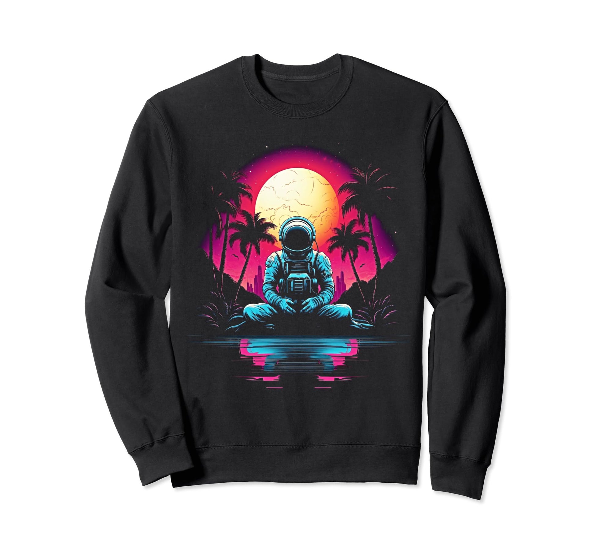 Synthwave Astronaut Cyberpunk 80S Sweatshirt - Custom Art Print for Adults - T-Shirt, Sweatshirt, Hoodie