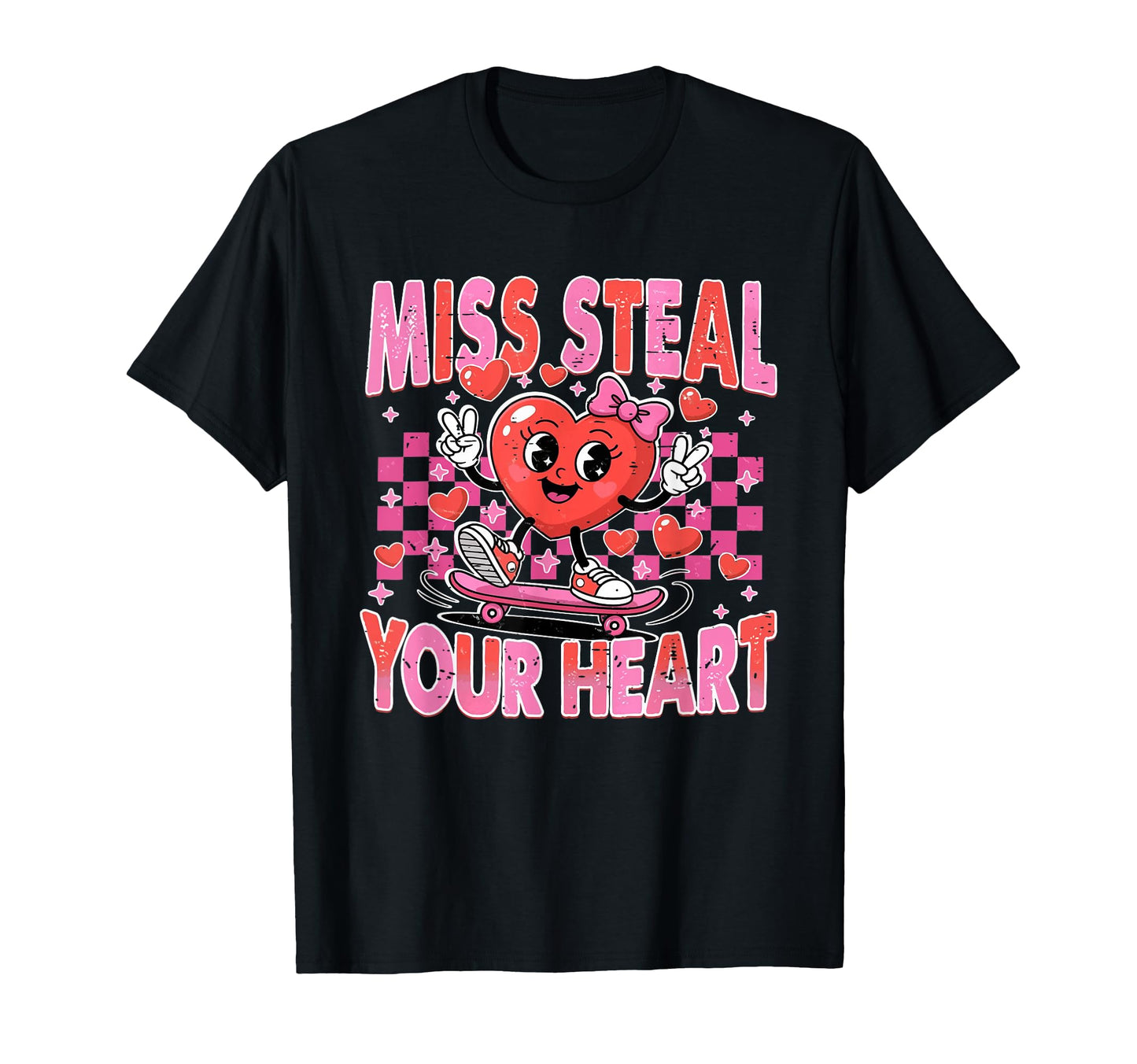 Checkered Miss Steal Your Heart T-Shirt - Unique Graphic for Adults - T-Shirt, Sweatshirt, Hoodie