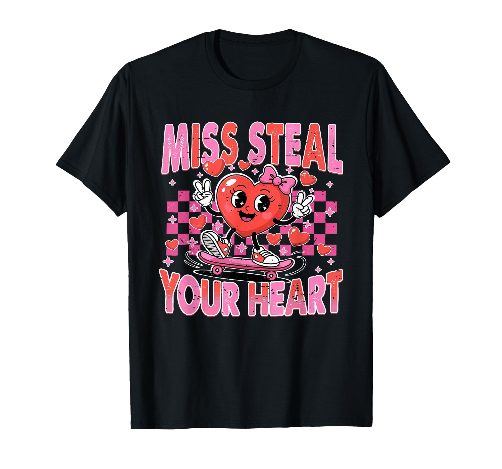 Checkered Miss Steal Your Heart T-Shirt - Unique Graphic for Adults - T-Shirt, Sweatshirt, Hoodie