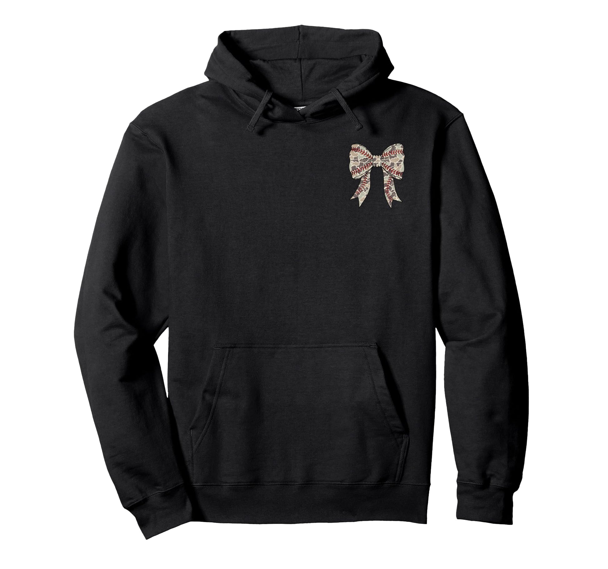 2 Sided Camo Baseball Mama Coquette Hoodie - Custom Art Print for Adults - T-Shirt, Sweatshirt, Hoodie