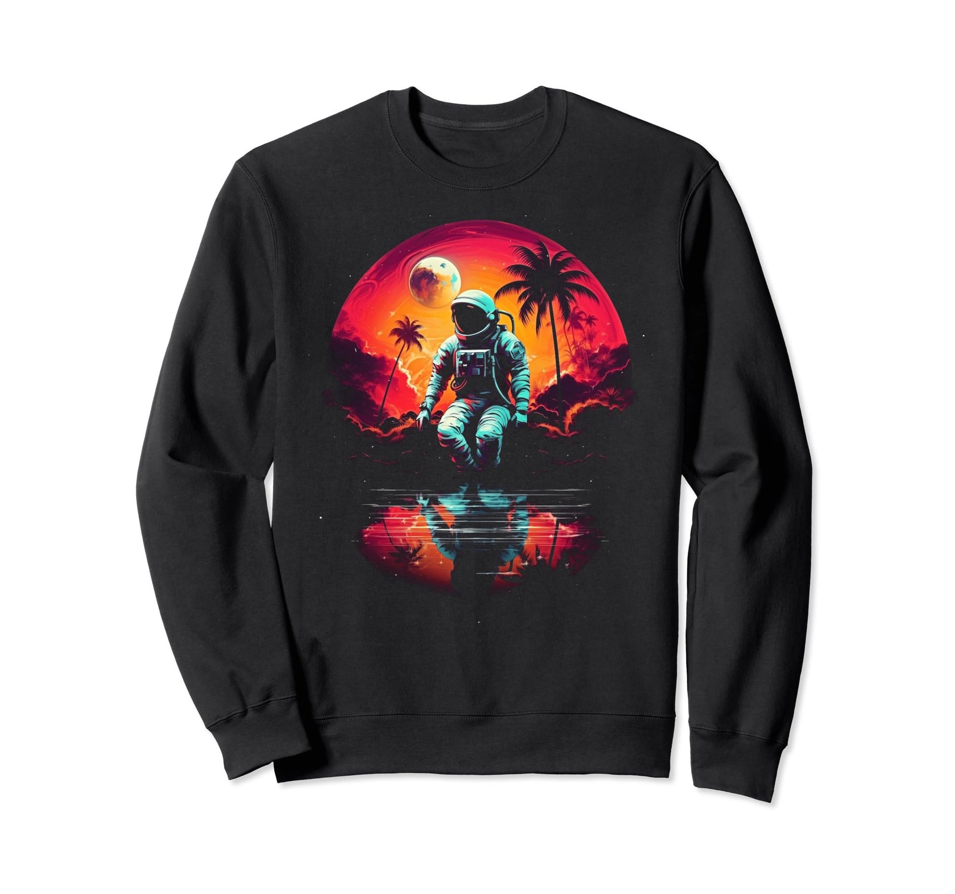 Synthwave Astronaut Cyberpunk 80S Sci Sweatshirt - Novelty Apparel Unisex - T-Shirt, Sweatshirt, Hoodie