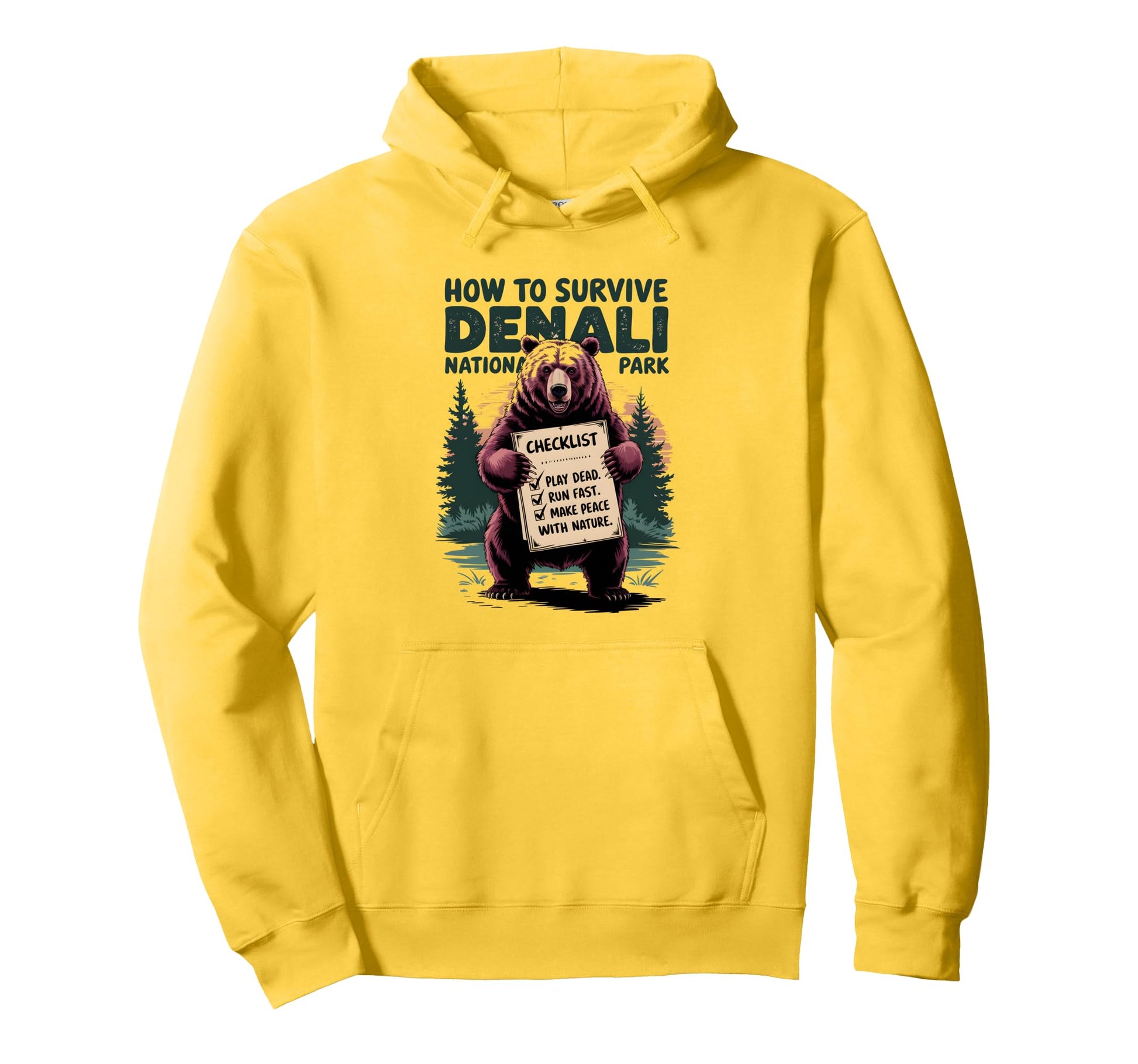Denali National Park Grizzly Bear Nature Hoodie - Unique Graphic Unisex - T-Shirt, Sweatshirt, Hoodie