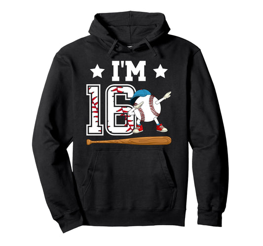 16Th Baseball Birthday Sixteen Year Old Hoodie - Novelty Apparel Men Women - T-Shirt, Sweatshirt, Hoodie