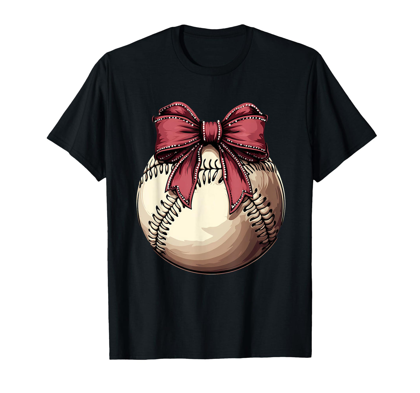 Baseball Coquette Bow Baseball T-Shirt - Fun Novelty Design for Adults - T-Shirt, Sweatshirt, Hoodie