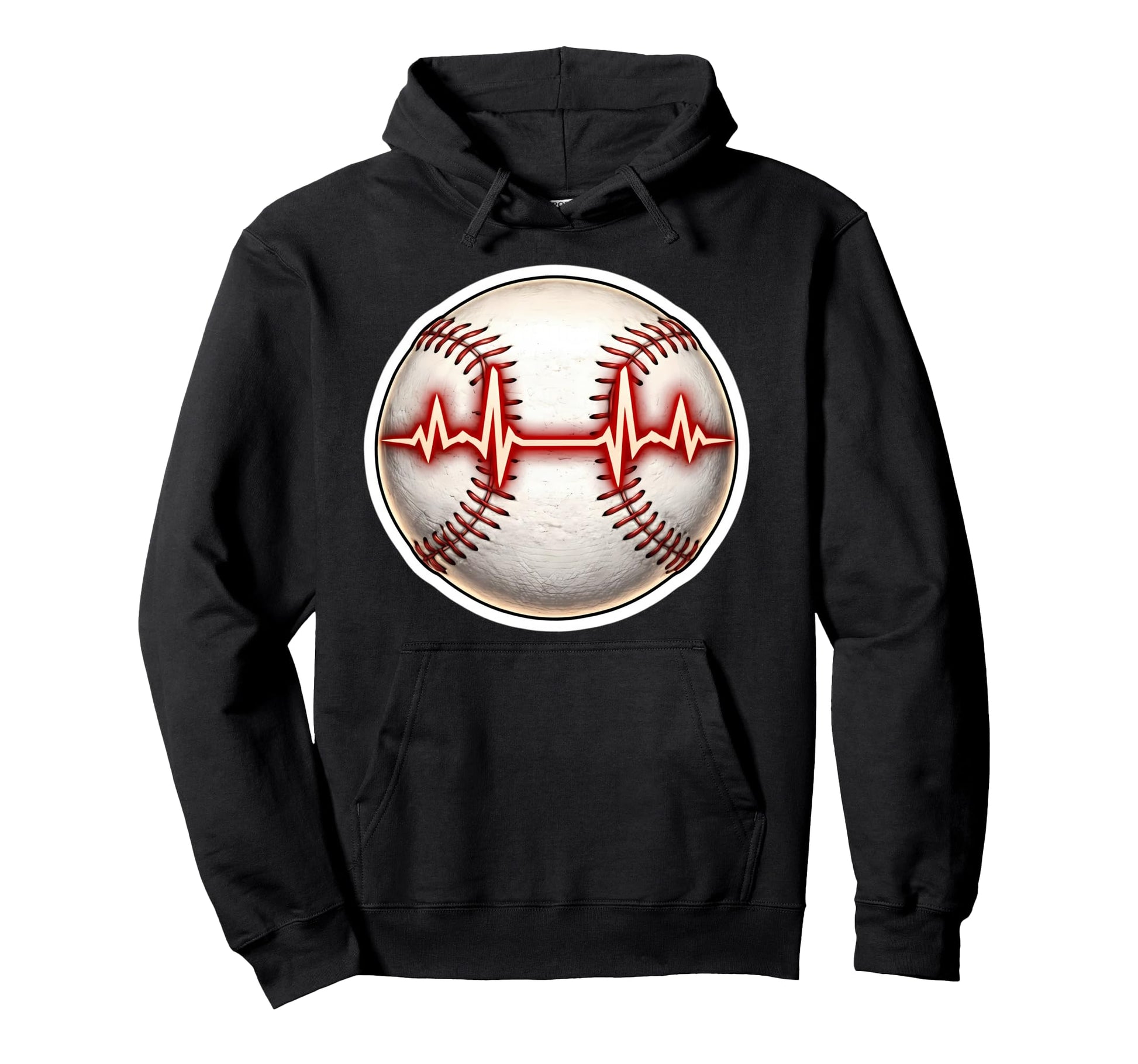 Baseball Heartbeat Pulse Line Ball Hoodie - Aesthetic Graphic Unisex - T-Shirt, Sweatshirt, Hoodie