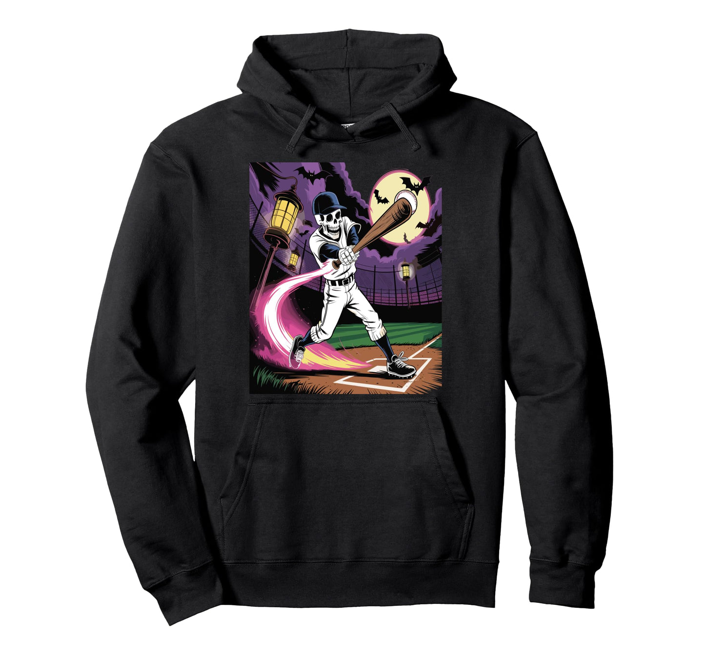 Funny Skeleton Playing Baseball Hoodie - Trendy Graphic for Adults - T-Shirt, Sweatshirt, Hoodie