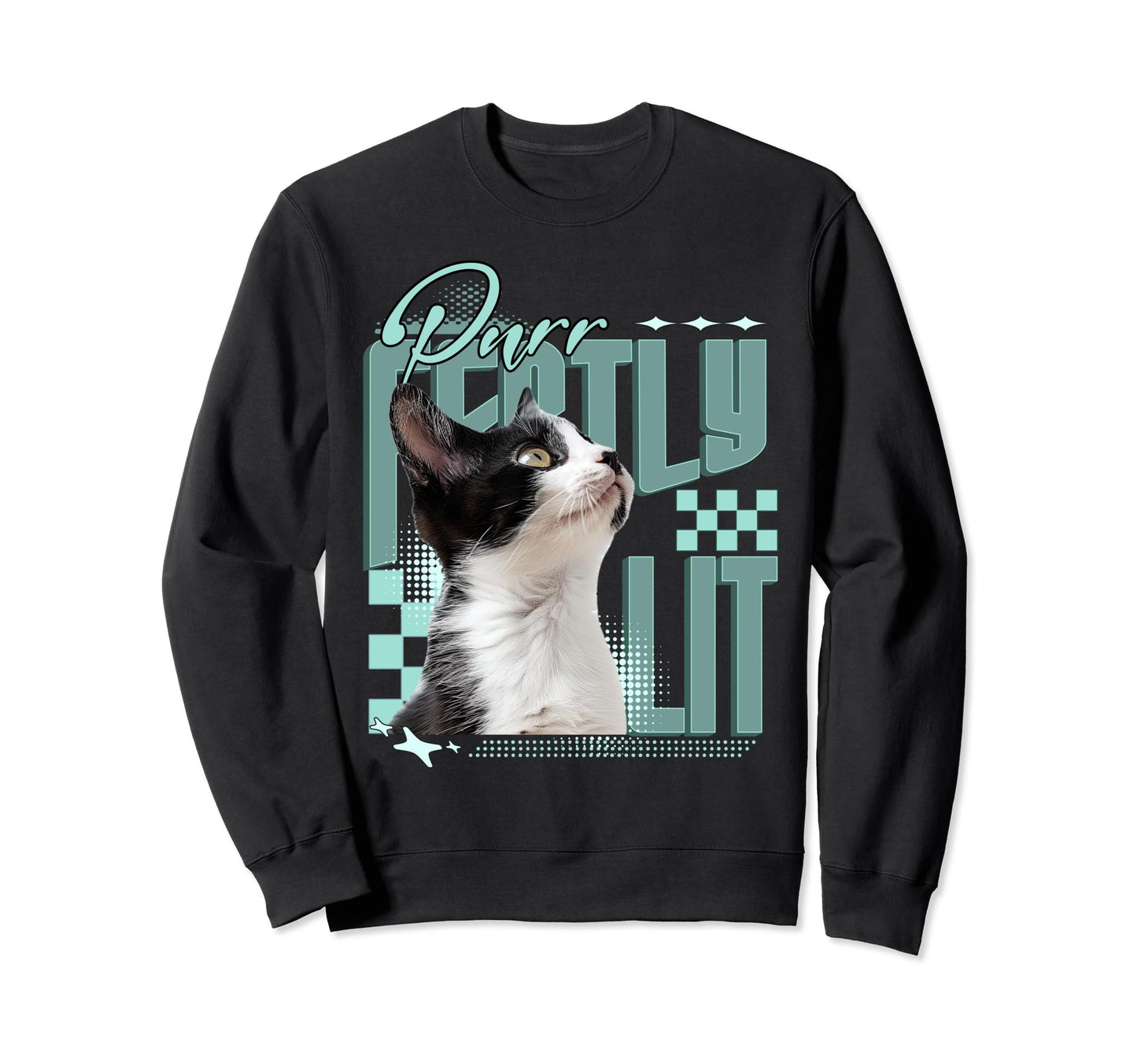 Purrfectly Lit Cat Y2K Kawaii Sweatshirt - Novelty Apparel Men Women - T-Shirt, Sweatshirt, Hoodie
