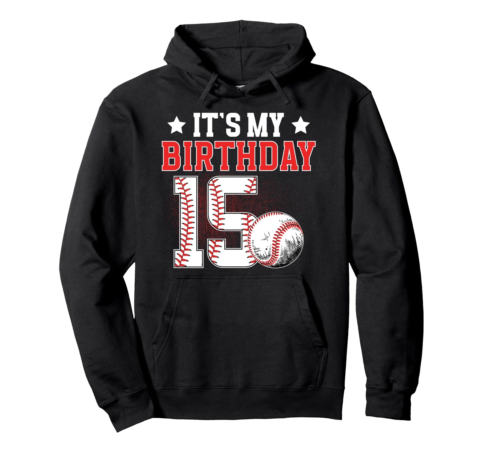 15Th Baseball Birthday Party 15 Year Old Hoodie - Streetwear Style Unisex - T-Shirt, Sweatshirt, Hoodie