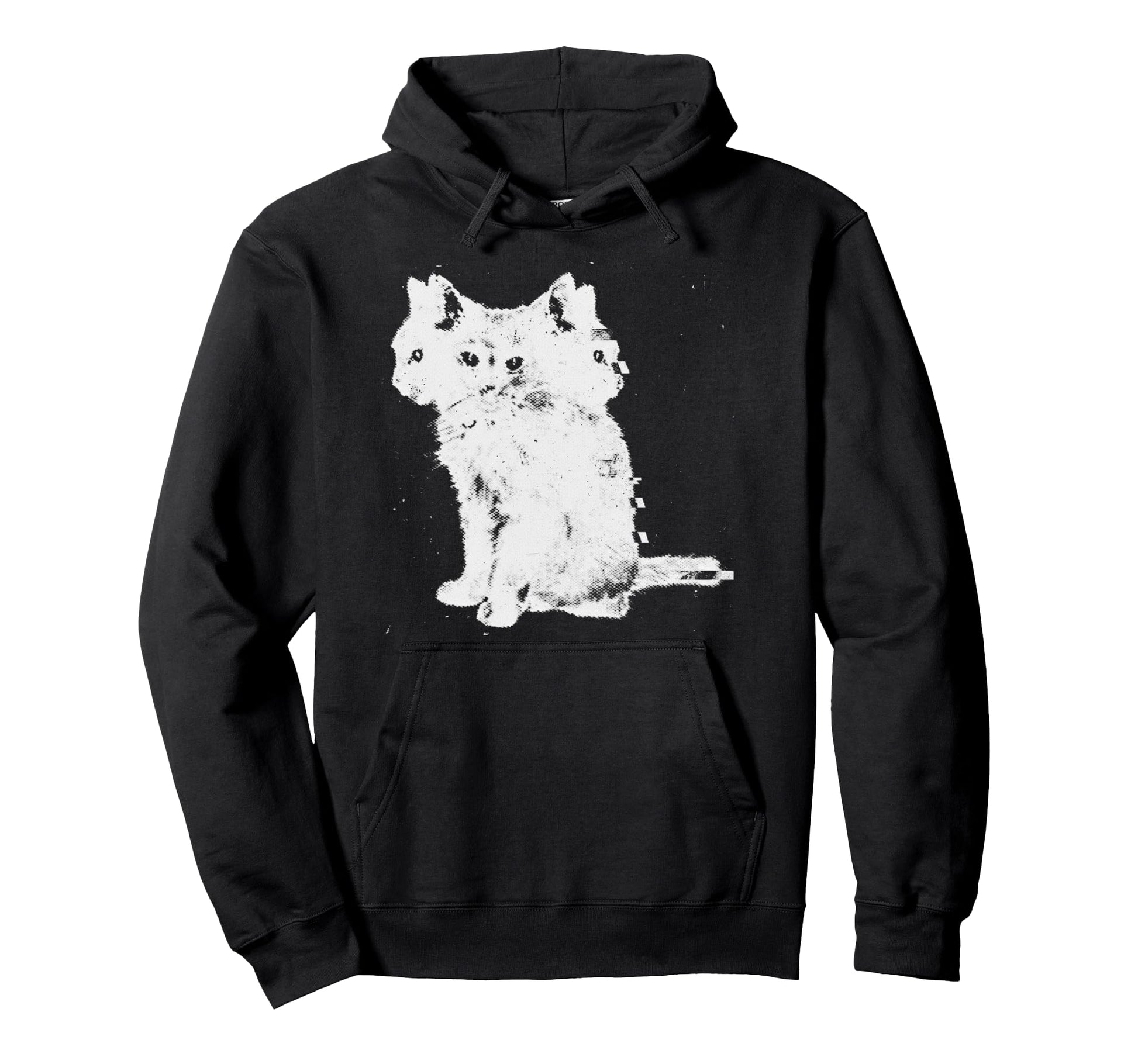 Glitch Aesthetic Cat Pastel Goth Alt Hoodie - Graphic Print for Adults - T-Shirt, Sweatshirt, Hoodie