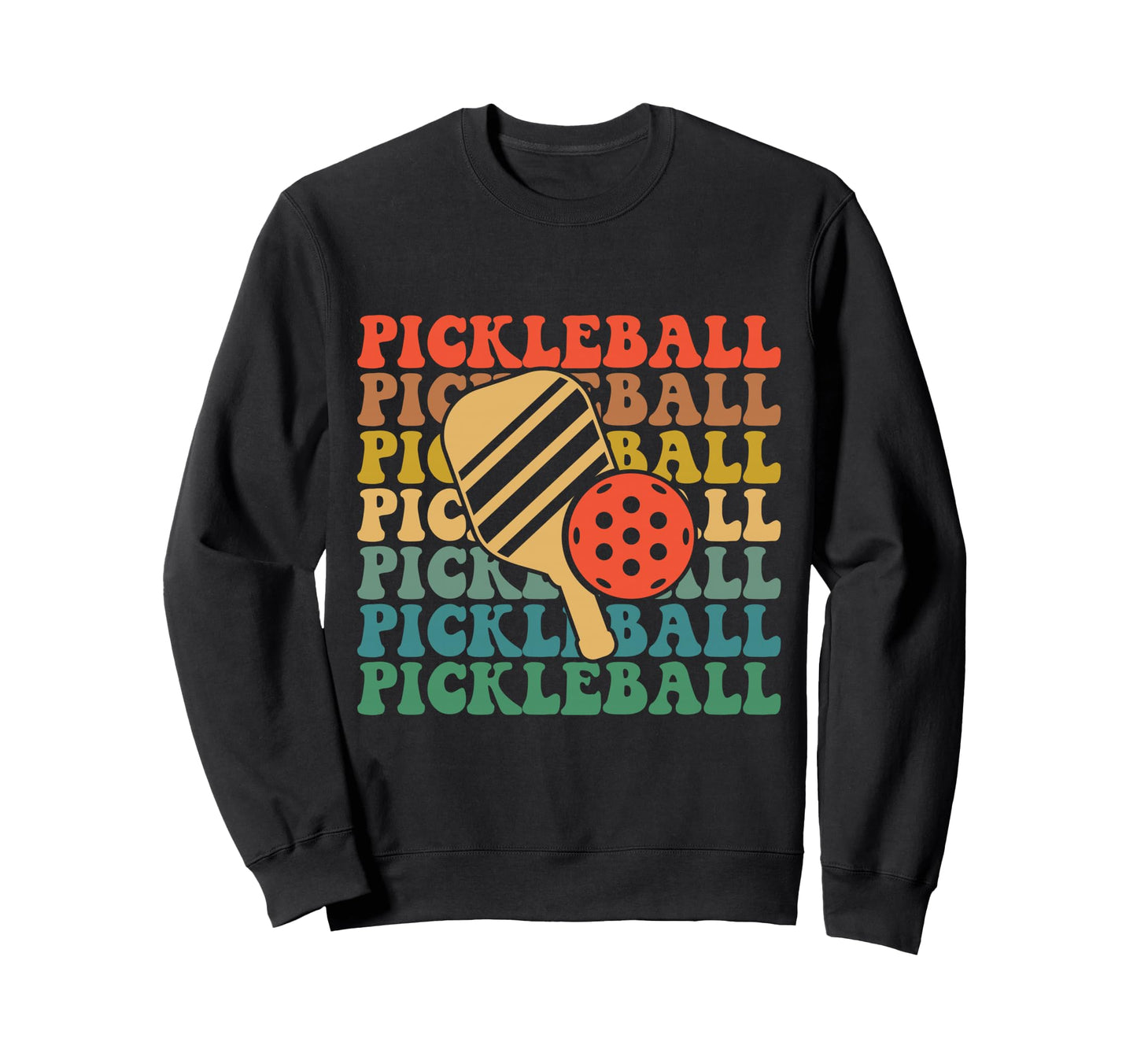 Pickleball Groovy Wavy Rainbow Sweatshirt - Novelty Apparel for Adults - T-Shirt, Sweatshirt, Hoodie