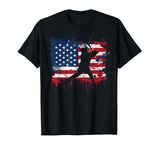 Baseball America Usa Flag Patriotic T-Shirt - Custom Art Print for Adults - T-Shirt, Sweatshirt, Hoodie