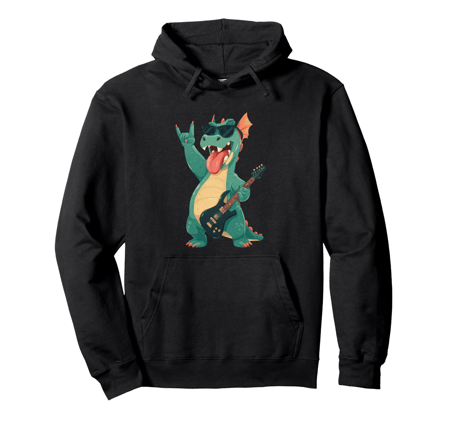 Rock Dragon Guitarist Funny Monster Hoodie - Novelty Apparel Men Women - T-Shirt, Sweatshirt, Hoodie