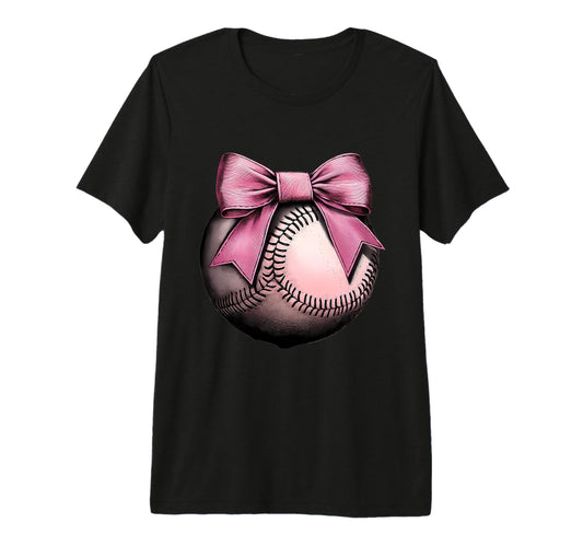 Baseball Coquette Bow Baseball Game Tri T-Shirt - Graphic Print Unisex - T-Shirt, Sweatshirt, Hoodie