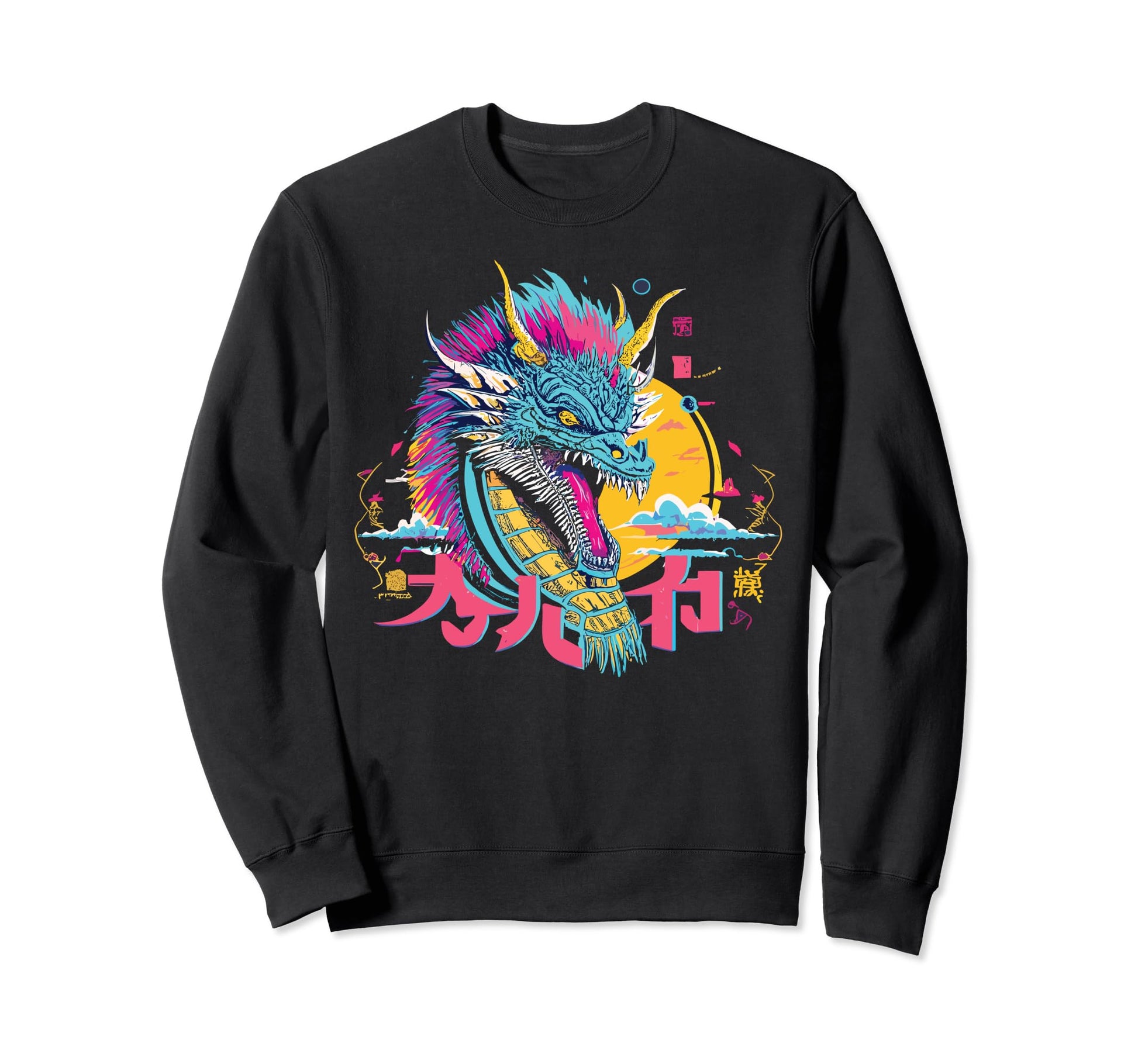 Dragon Techno Vaporwave Sweatshirt - Custom Art Print for Adults - T-Shirt, Sweatshirt, Hoodie