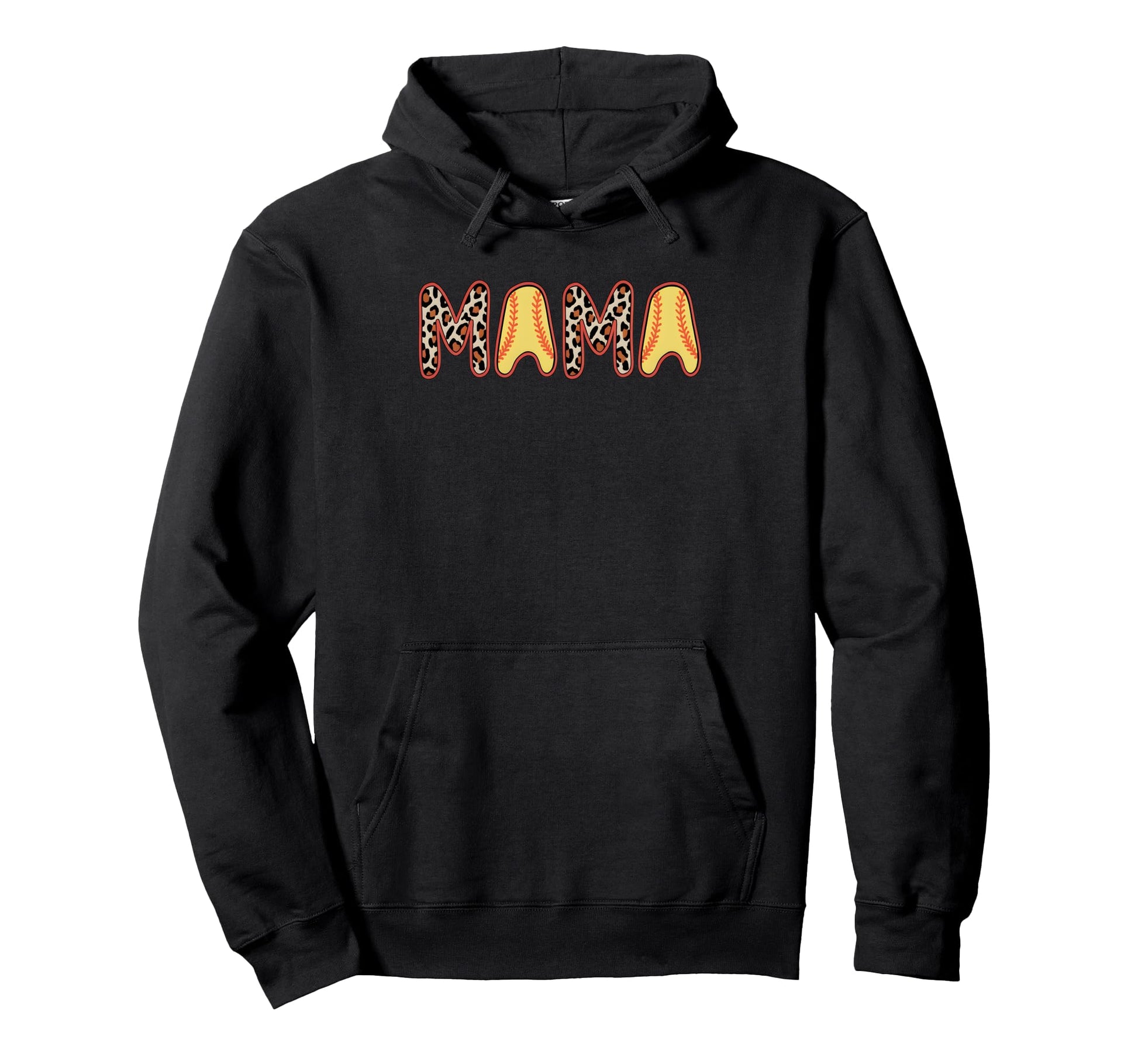 Mama Mom Both Leopard Baseball Softball Mom Hoodie - Graphic Print Unisex - T-Shirt, Sweatshirt, Hoodie
