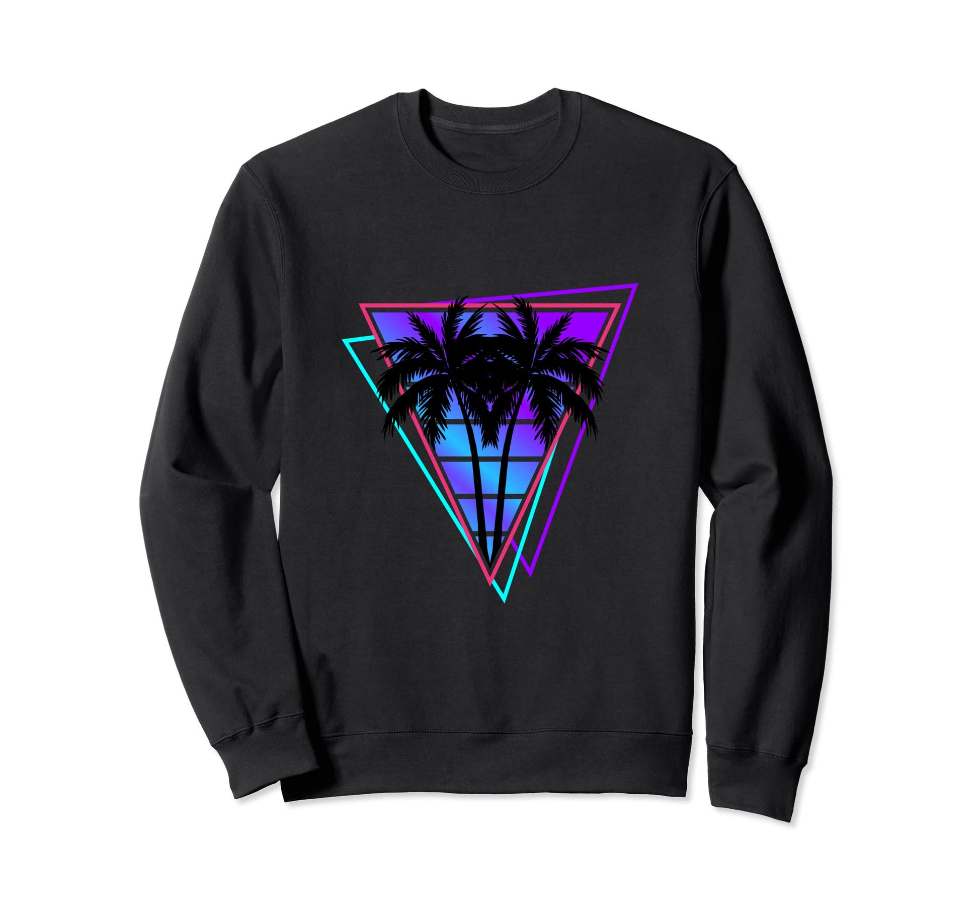 Synthwave Vaporwave Triangle Palm Trees Sweatshirt - Trendy Graphic Unisex - T-Shirt, Sweatshirt, Hoodie