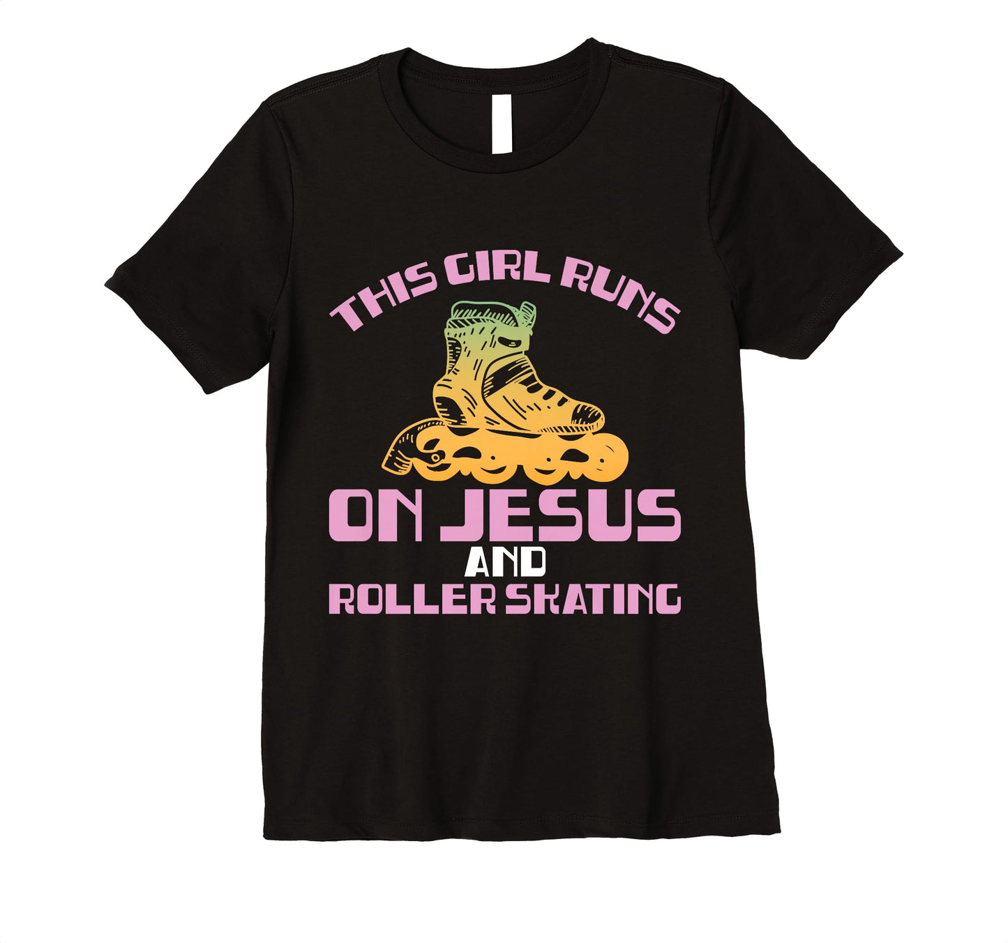 Funny Rollerskate Runs Jesus And Roller T-Shirt - Minimalist Print Unisex - T-Shirt, Sweatshirt, Hoodie