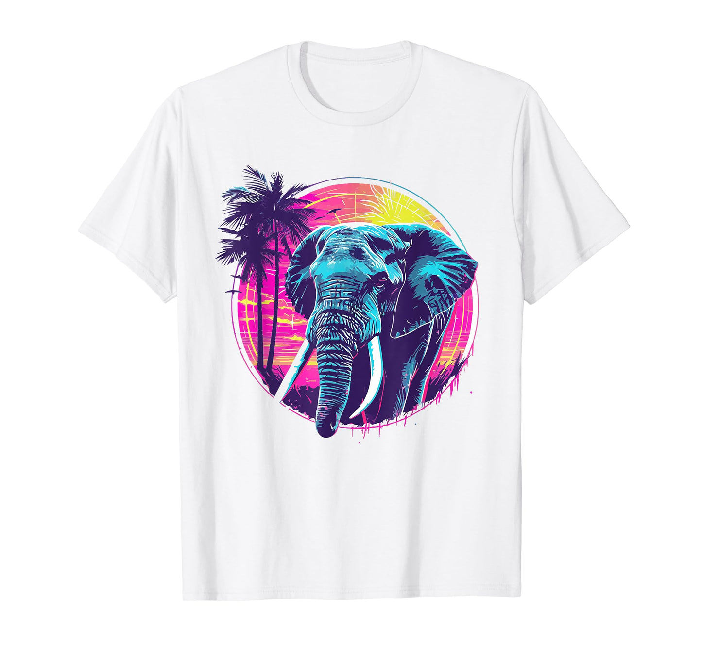 Elephant 80S Synthwave Africa Elephant T-Shirt - Streetwear Style Unisex - T-Shirt, Sweatshirt, Hoodie