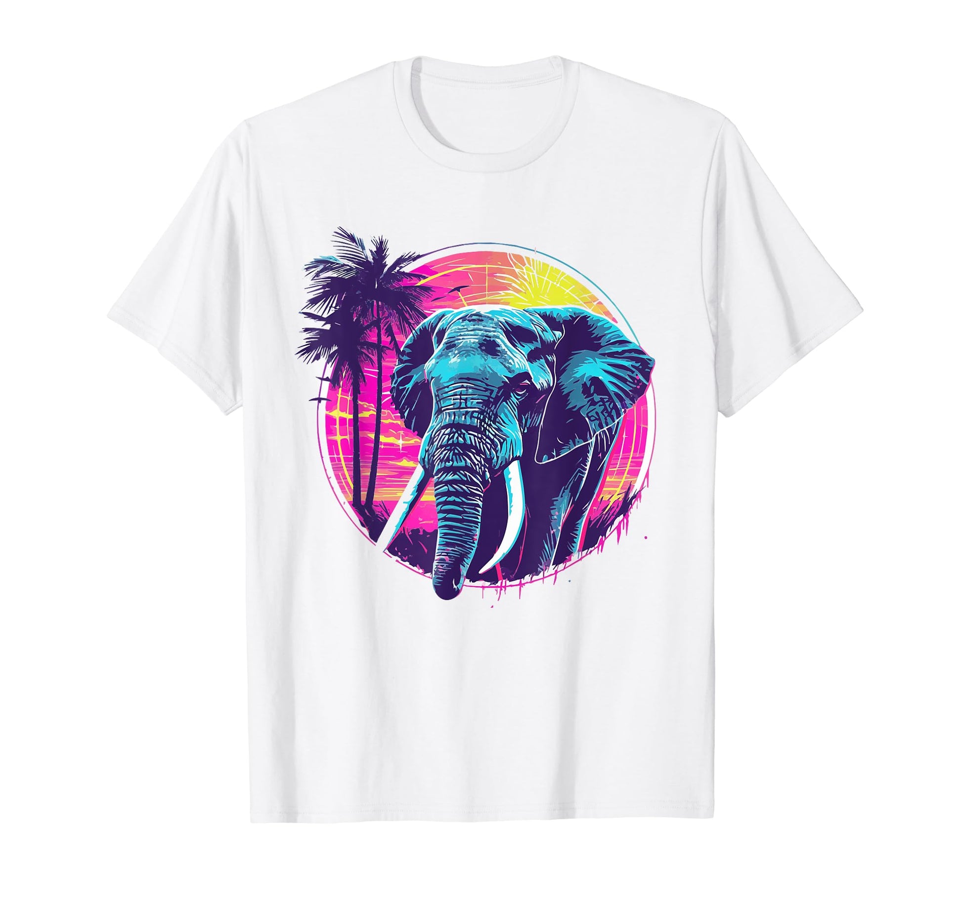 Elephant 80S Synthwave Africa Elephant T-Shirt - Streetwear Style Unisex - T-Shirt, Sweatshirt, Hoodie