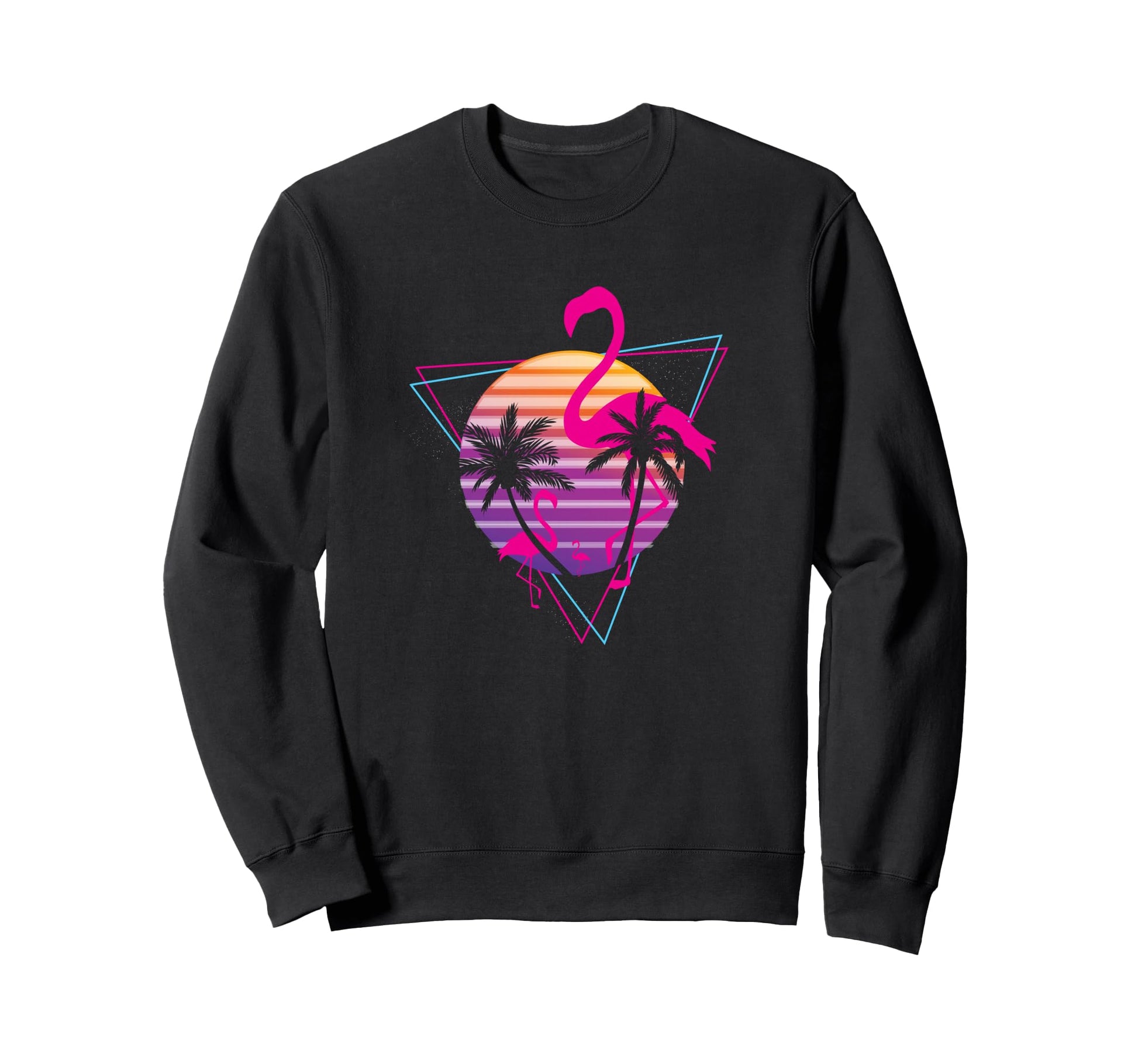 80S Flamingo Palm Sunset Synthwave Sweatshirt - Trendy Graphic for Adults - T-Shirt, Sweatshirt, Hoodie