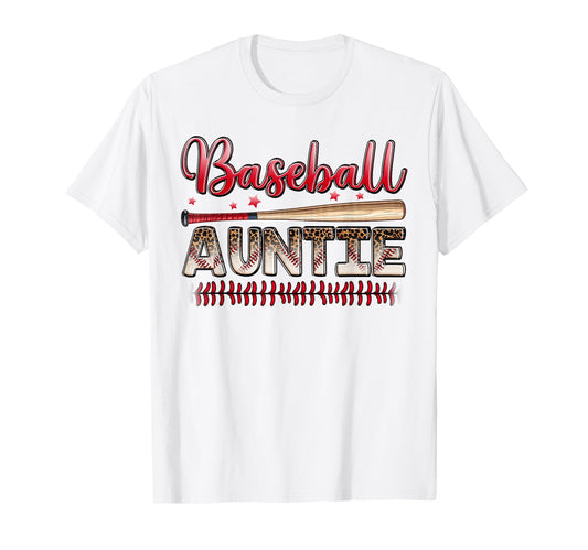 Baseball Auntie Funny Leopard T-Shirt - Fun Novelty Design for Adults - T-Shirt, Sweatshirt, Hoodie