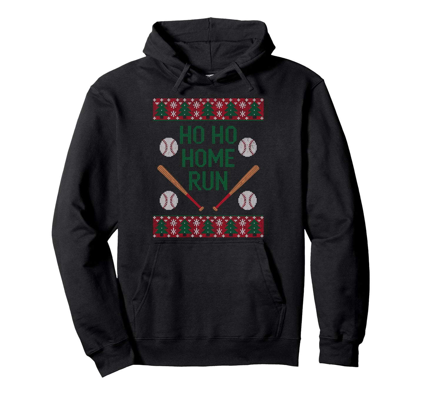 Ho Ho Home Run Funny Baseball Lover Hoodie - Casual Everyday Wear Unisex - T-Shirt, Sweatshirt, Hoodie