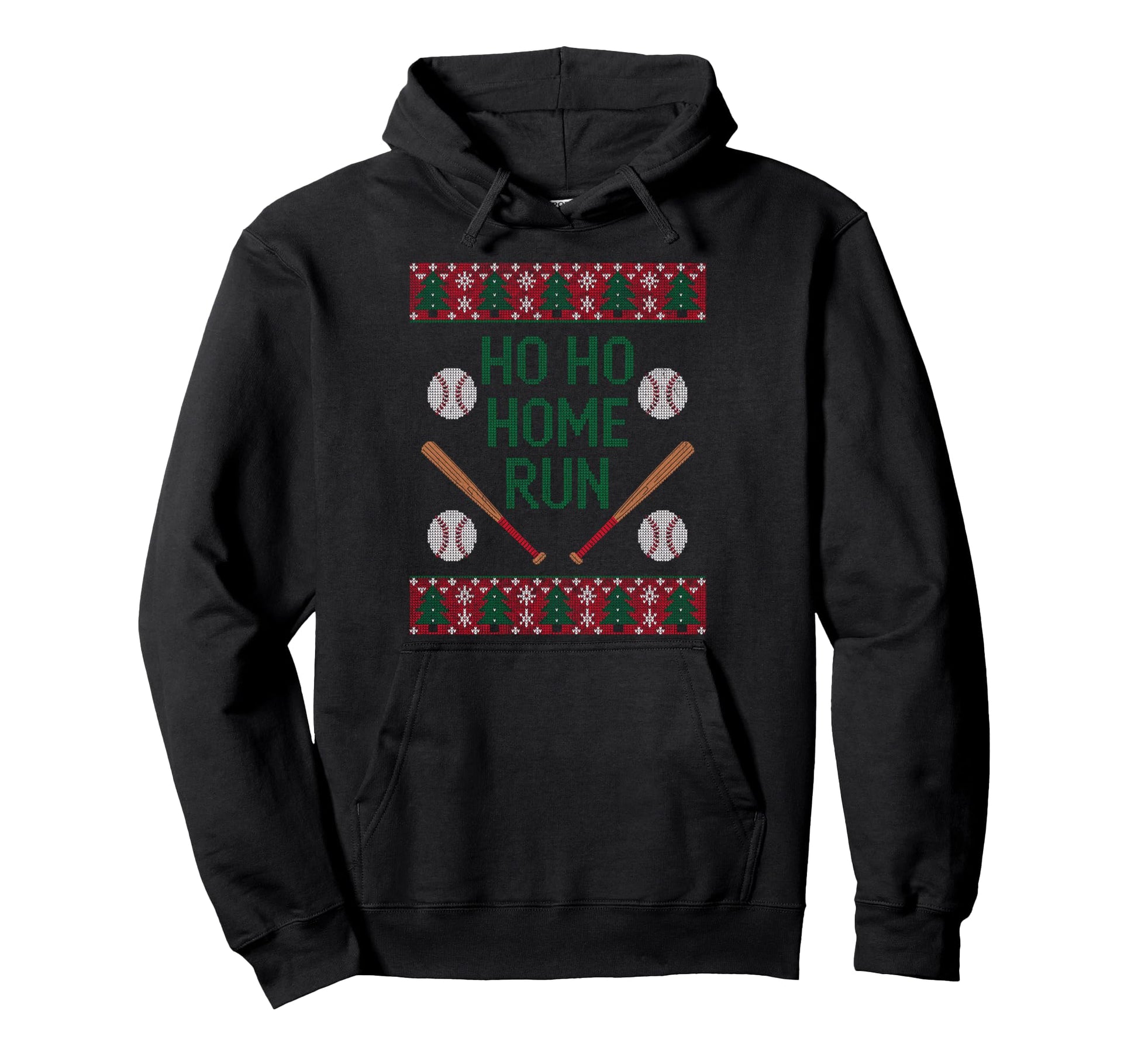Ho Ho Home Run Funny Baseball Lover Hoodie - Casual Everyday Wear Unisex - T-Shirt, Sweatshirt, Hoodie
