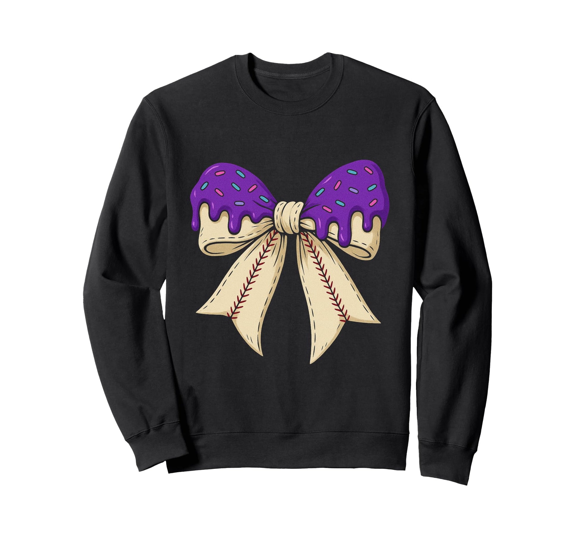 Baseball Bow Ice Cream Dripping Sweatshirt - Trendy Graphic for Adults - T-Shirt, Sweatshirt, Hoodie