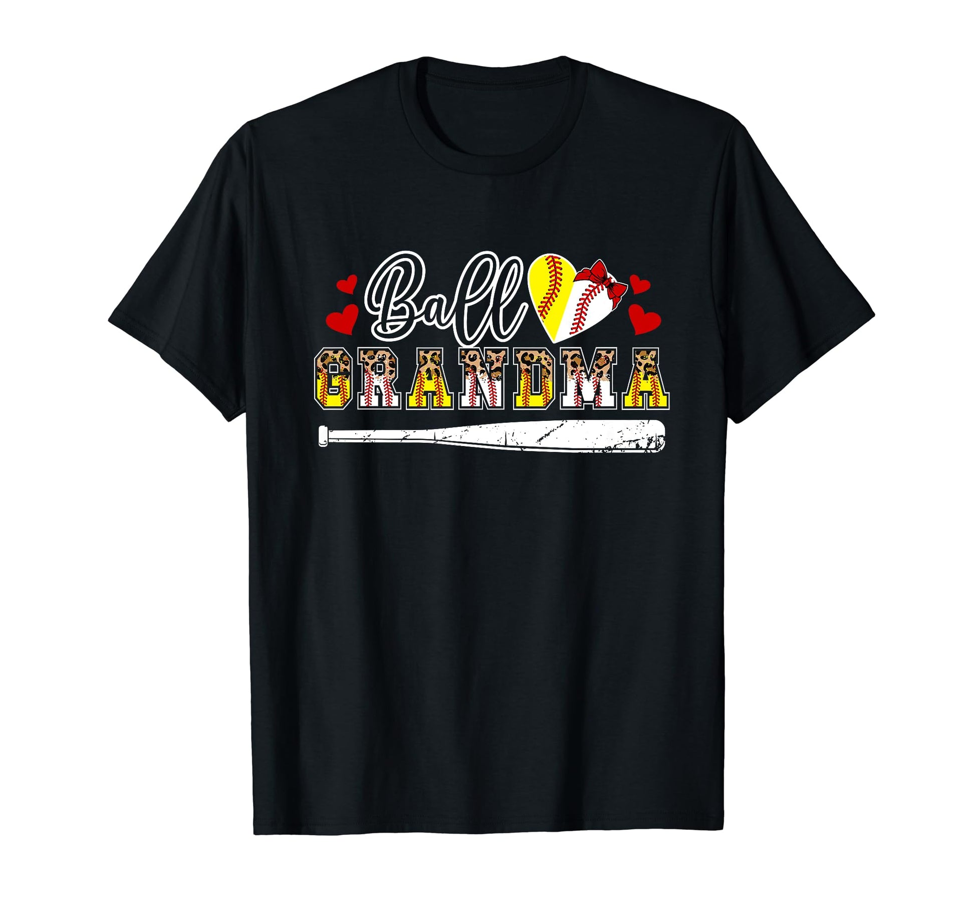 Ball Grandma Leopard Baseball Softball T-Shirt - Graphic Print Men Women - T-Shirt, Sweatshirt, Hoodie