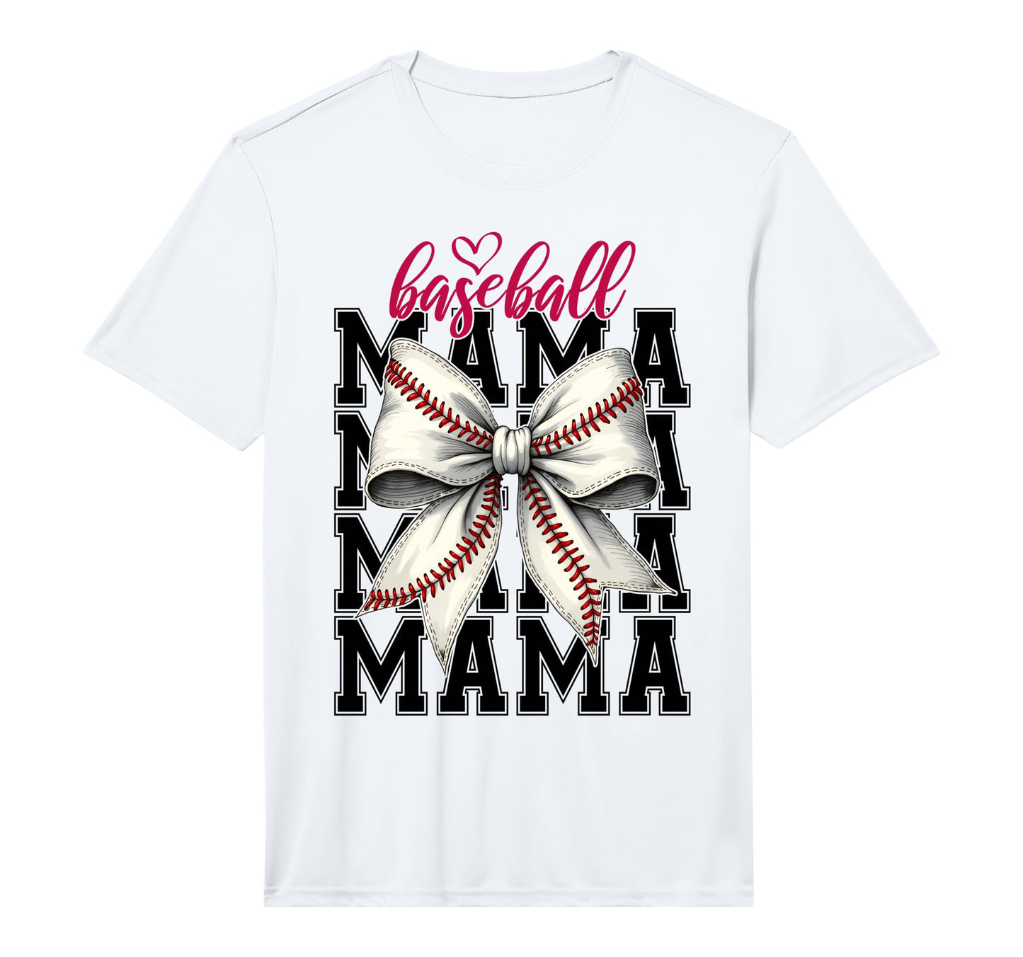 Baseball Mama Coquette Bow Game Day T-Shirt - Custom Art Print Unisex - T-Shirt, Sweatshirt, Hoodie