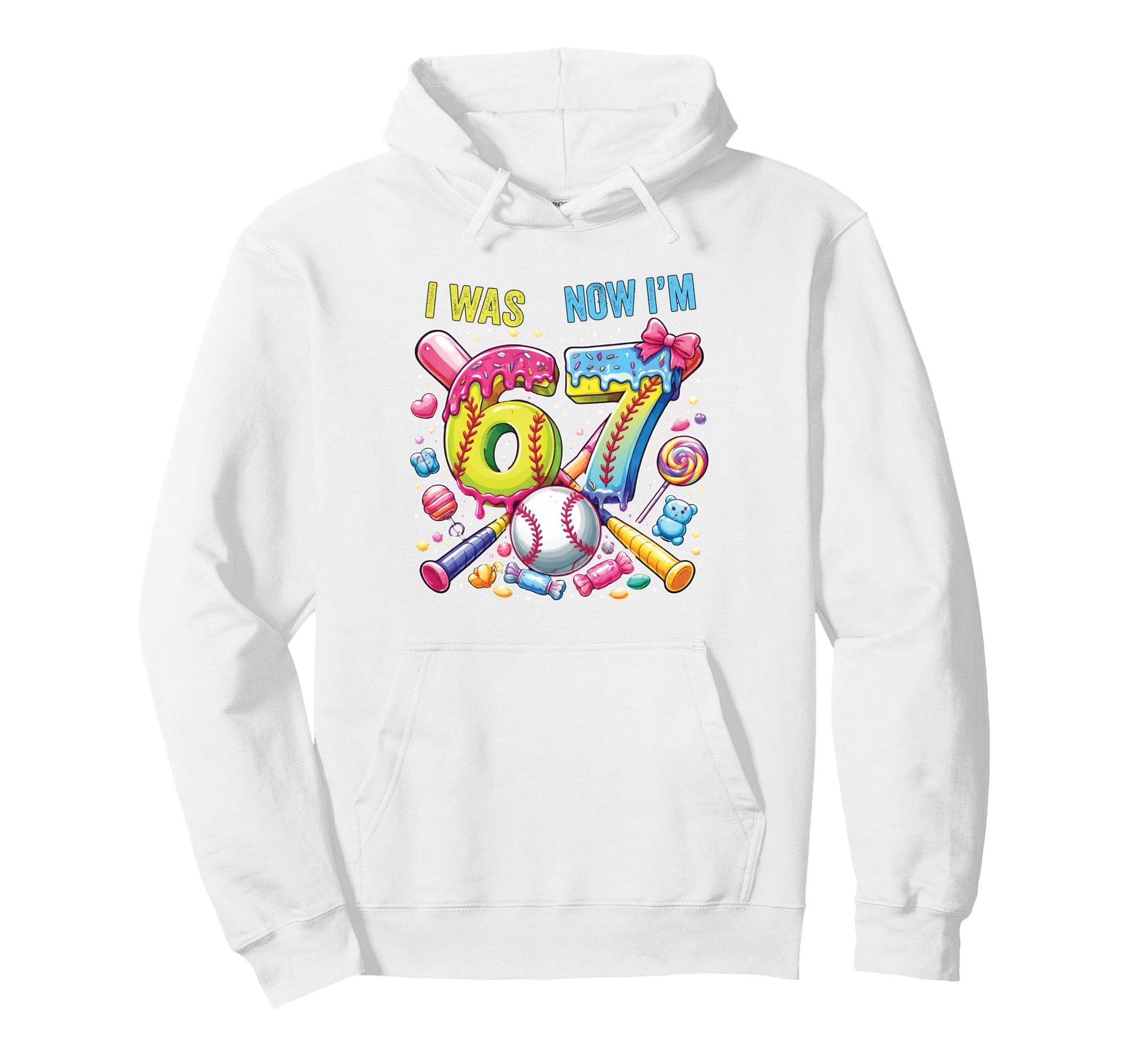 I Was 6 Now Im 7 Baseball Drip Softball 7Th Hoodie - Trendy Graphic Unisex - T-Shirt, Sweatshirt, Hoodie