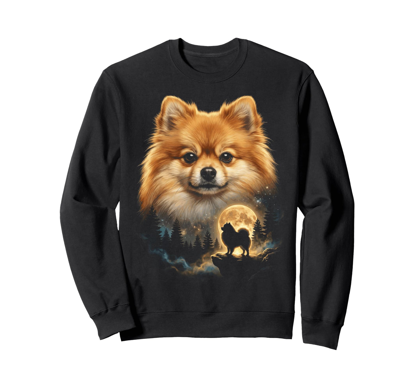 Pomeranian Art Celestial Moon Galaxy Sweatshirt - Minimalist Print Unisex - T-Shirt, Sweatshirt, Hoodie