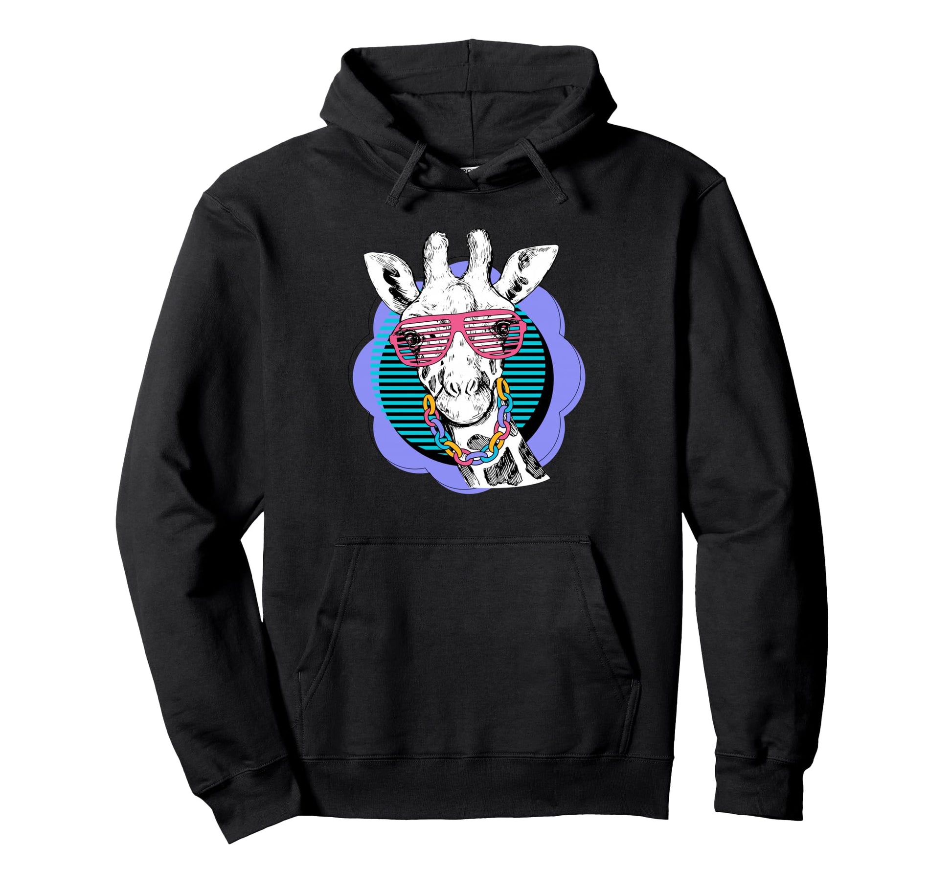 Zebra Sunglasses Synthwave 80S 90S Hoodie - Custom Art Print for Adults - T-Shirt, Sweatshirt, Hoodie