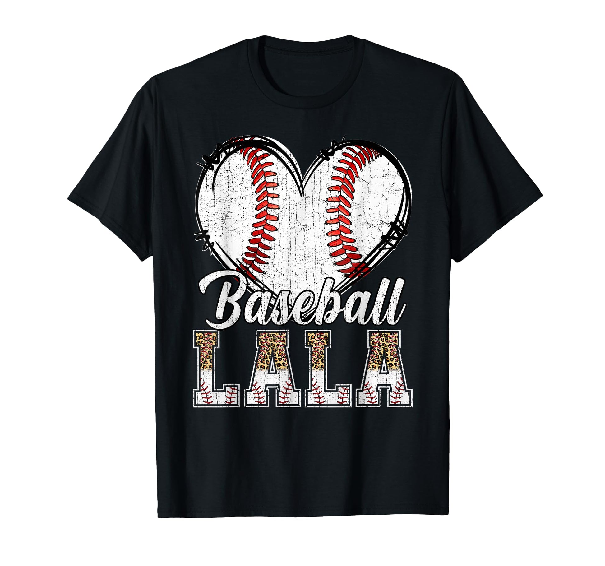 Softball Baseball Lala Heart Leopard T-Shirt - Unique Graphic Unisex - T-Shirt, Sweatshirt, Hoodie