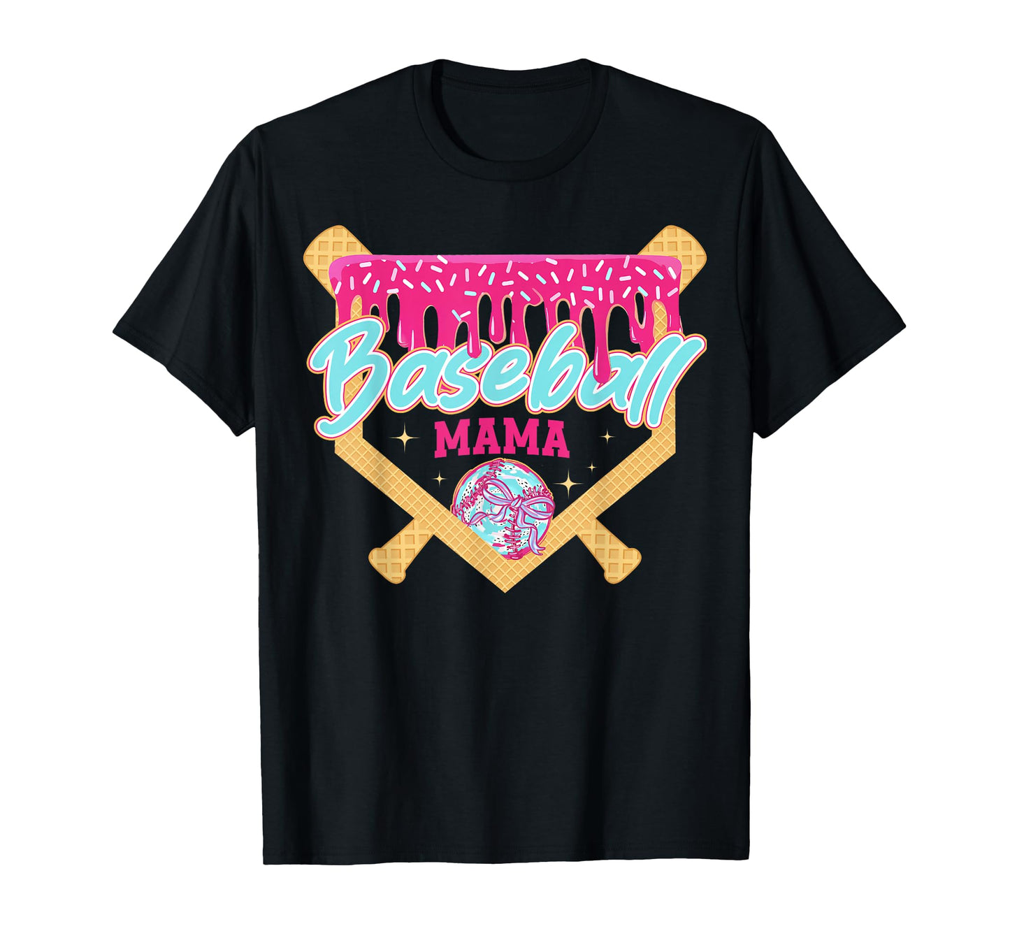 Baseball Mom Drip Ice Cream Baseball T-Shirt - Custom Art Print Men Women - T-Shirt, Sweatshirt, Hoodie