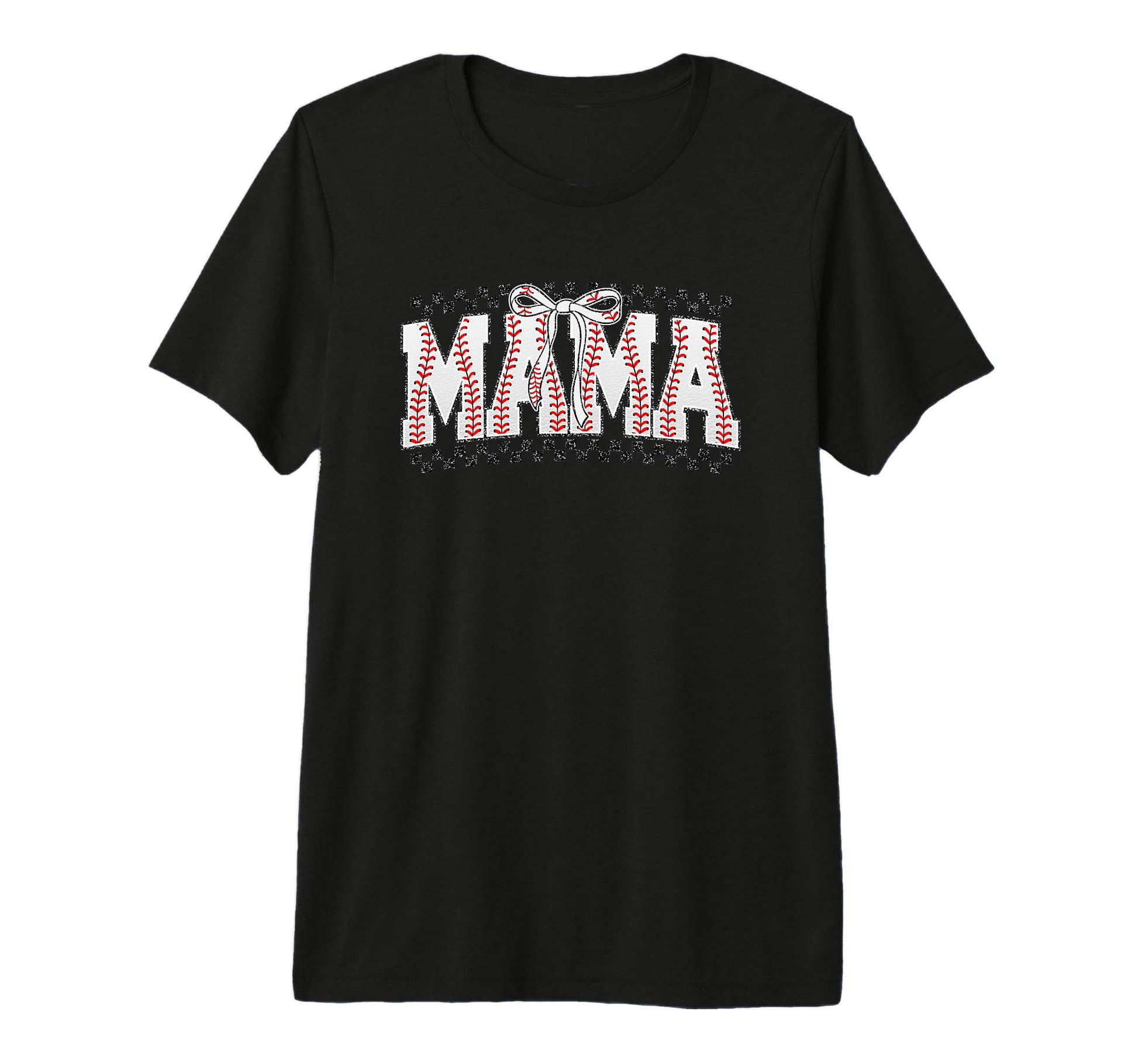 Mama Baseball Stitches Bow Sports Tri T-Shirt - Minimalist Print Unisex - T-Shirt, Sweatshirt, Hoodie