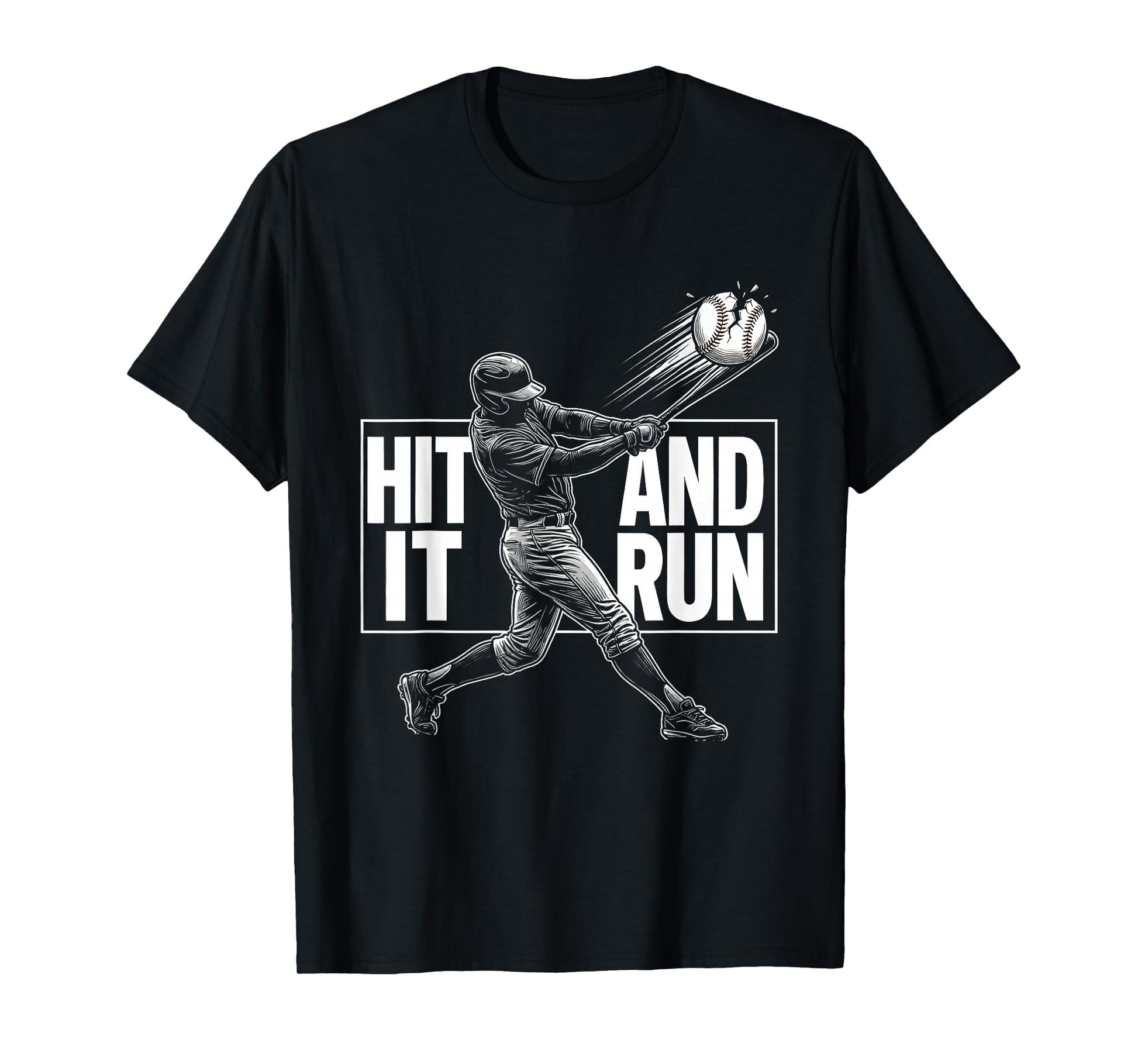 Hit It And Run Baseball T-Shirt - Custom Art Print for Adults - T-Shirt, Sweatshirt, Hoodie