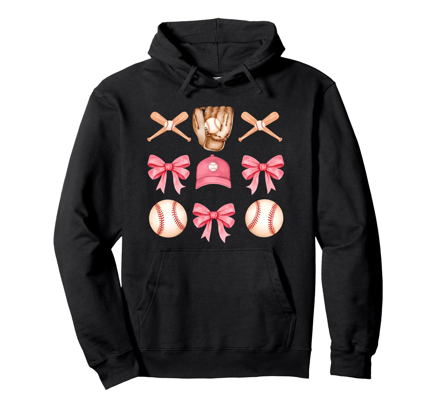 Baseball Coquette Bow Funny Baseball Hoodie - Novelty Apparel Unisex - T-Shirt, Sweatshirt, Hoodie
