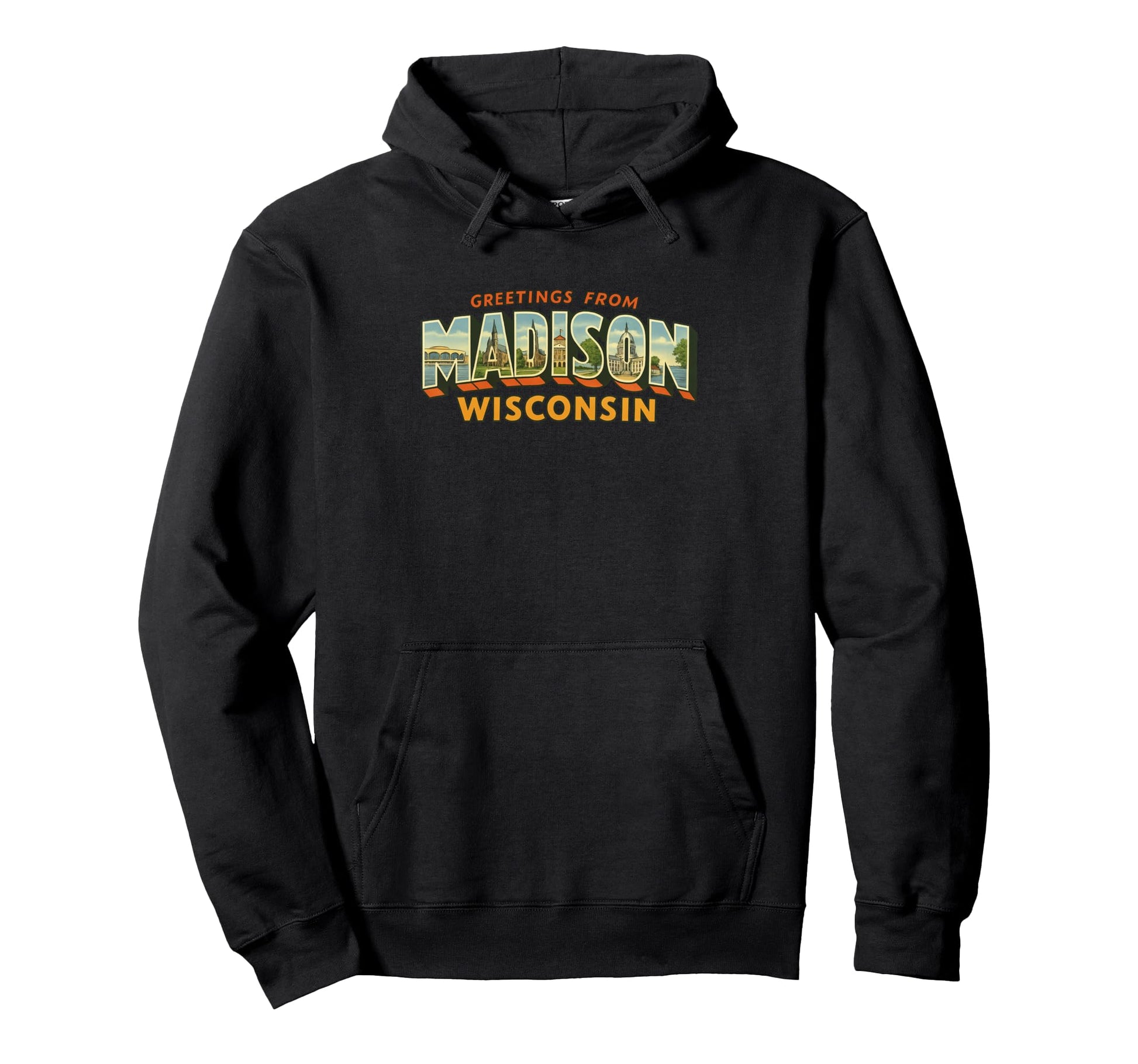Madison Wisconsin Postcard Hoodie - Aesthetic Graphic Men Women - T-Shirt, Sweatshirt, Hoodie