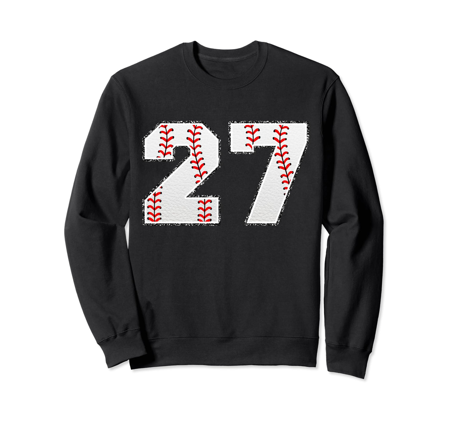 Number 27 Baseball Distressed Number Sweatshirt - Unique Graphic Unisex - T-Shirt, Sweatshirt, Hoodie